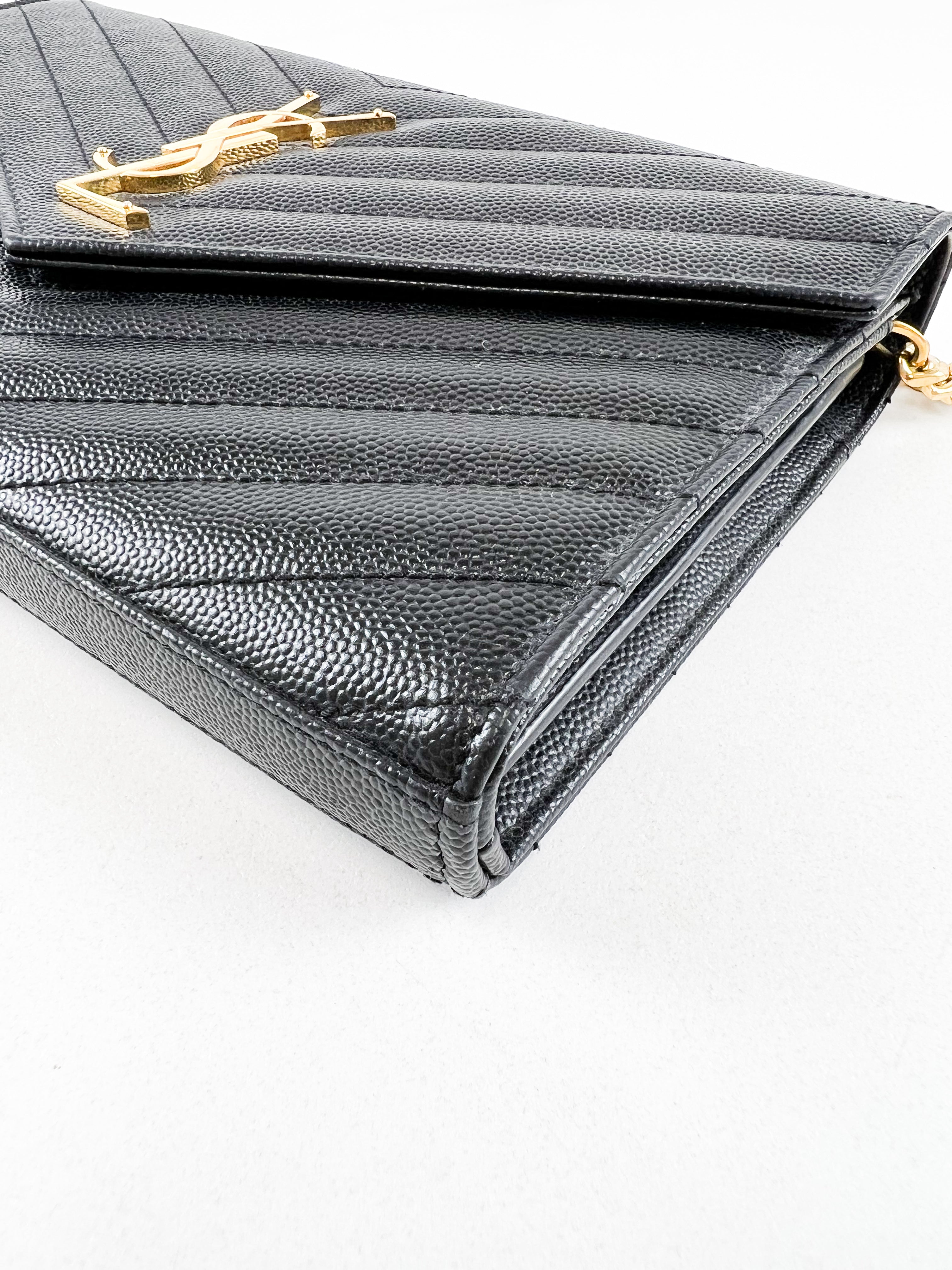 Saint Laurent Black Cassandre Envelope WOC with GHW