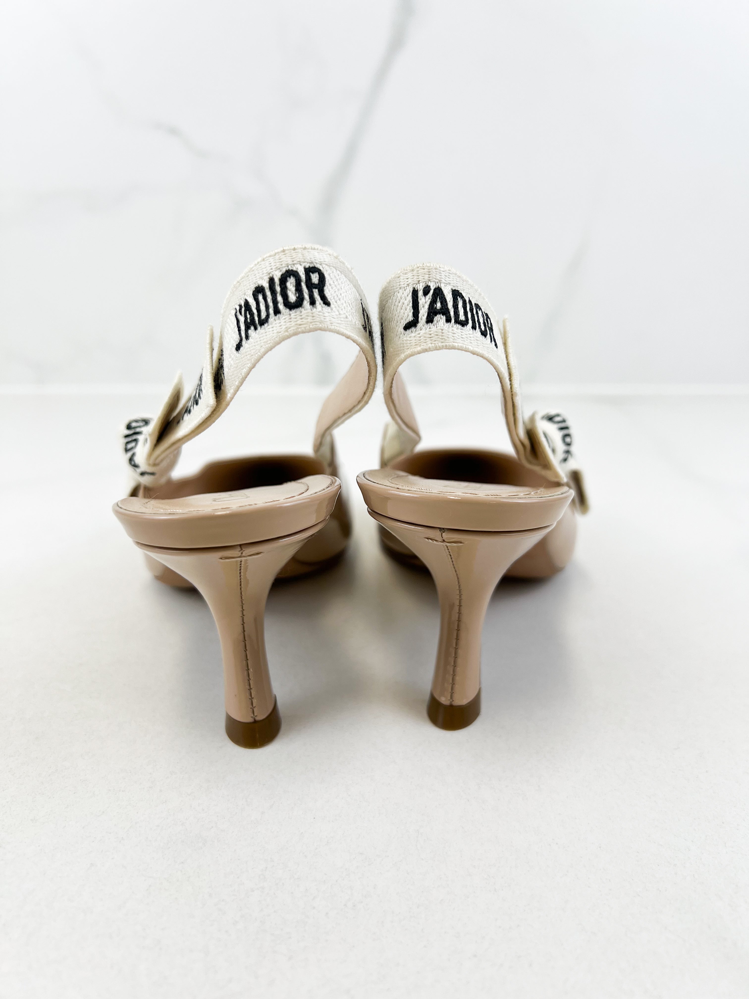 Christian Dior Beige Jadior Slingback Heel Size 37.5