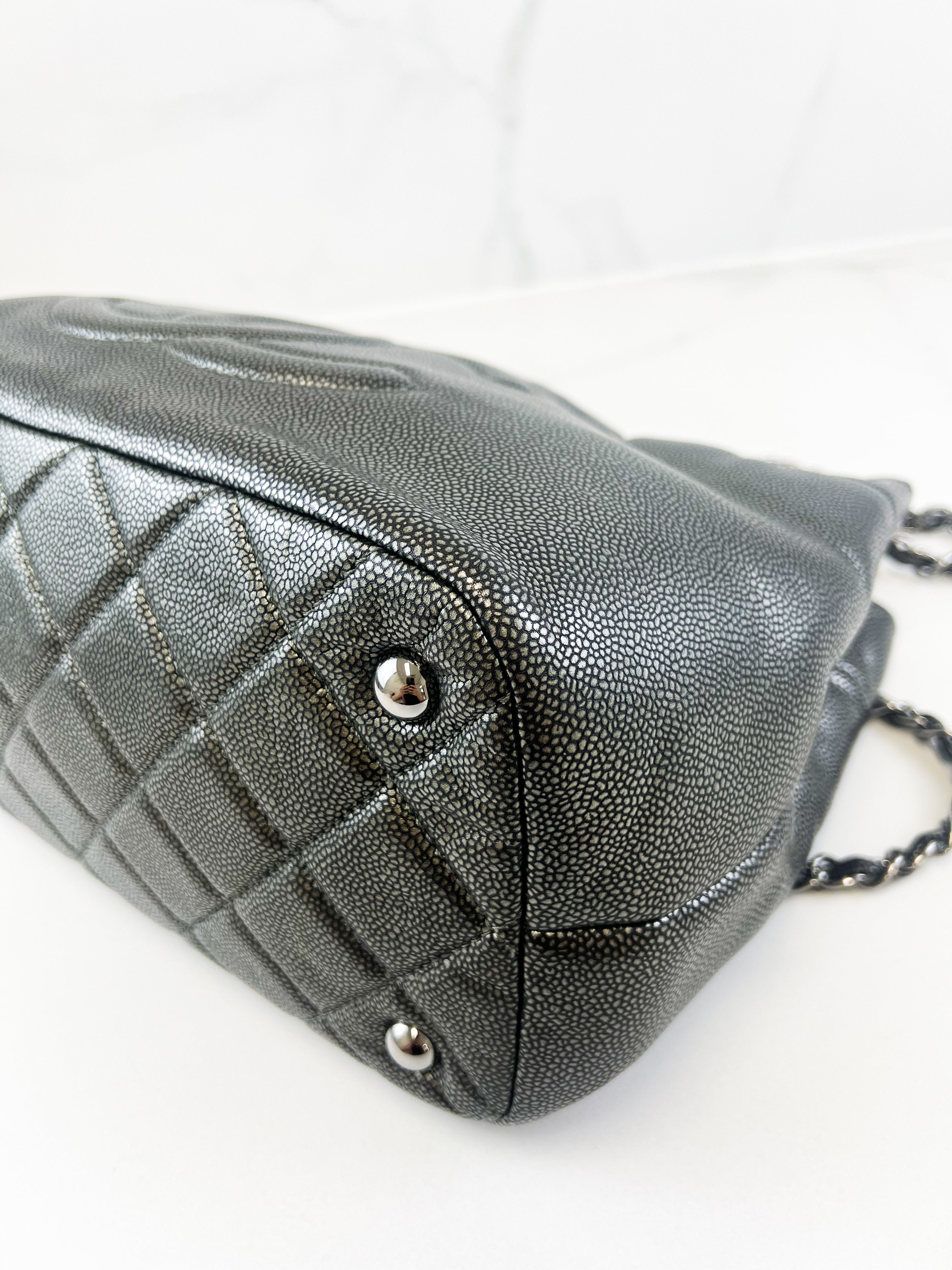Chanel Gunmetal Grey Caviar CC Shoulder Bag