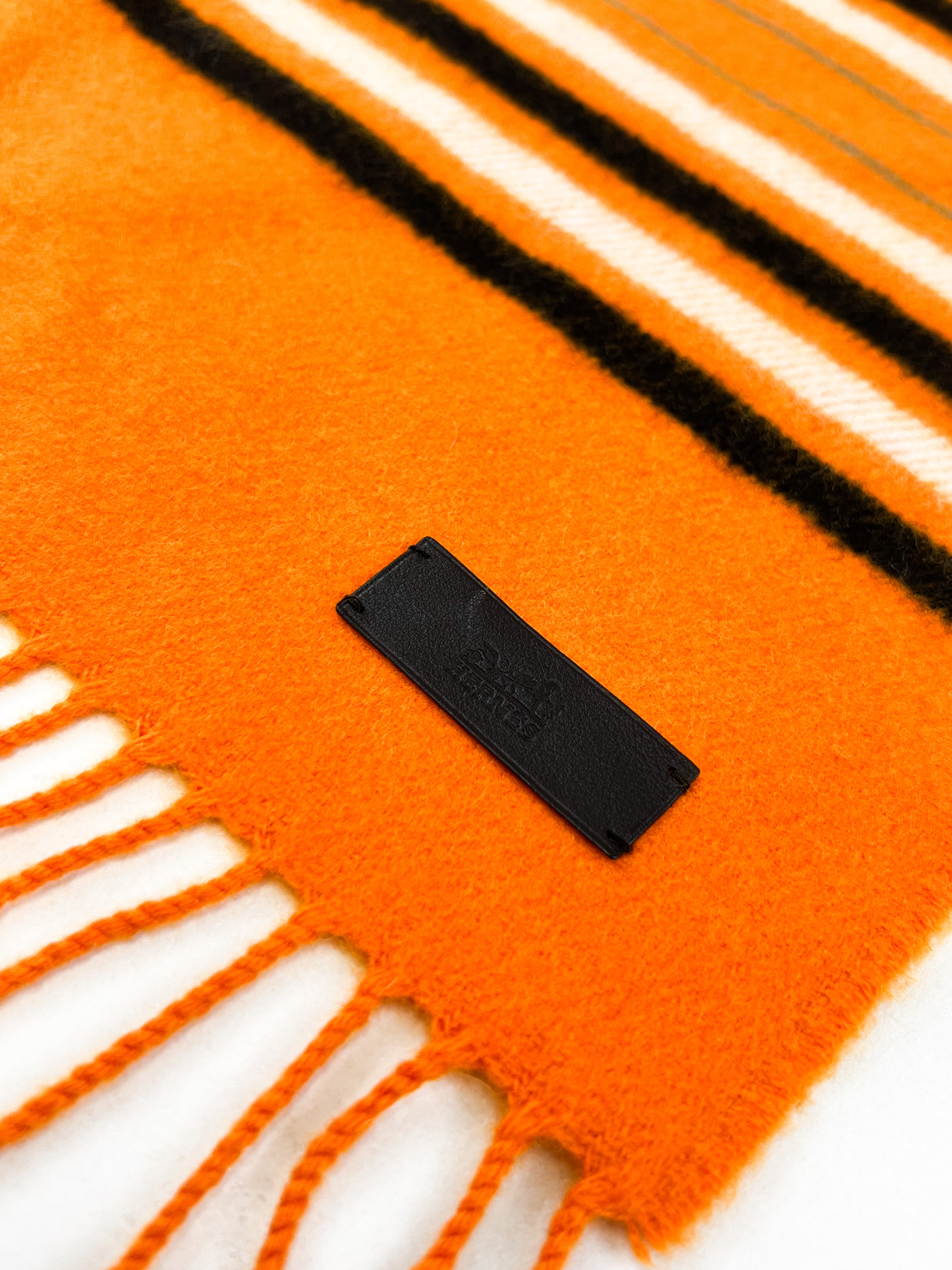 Hermes Orange 100% Cashmere Scarf