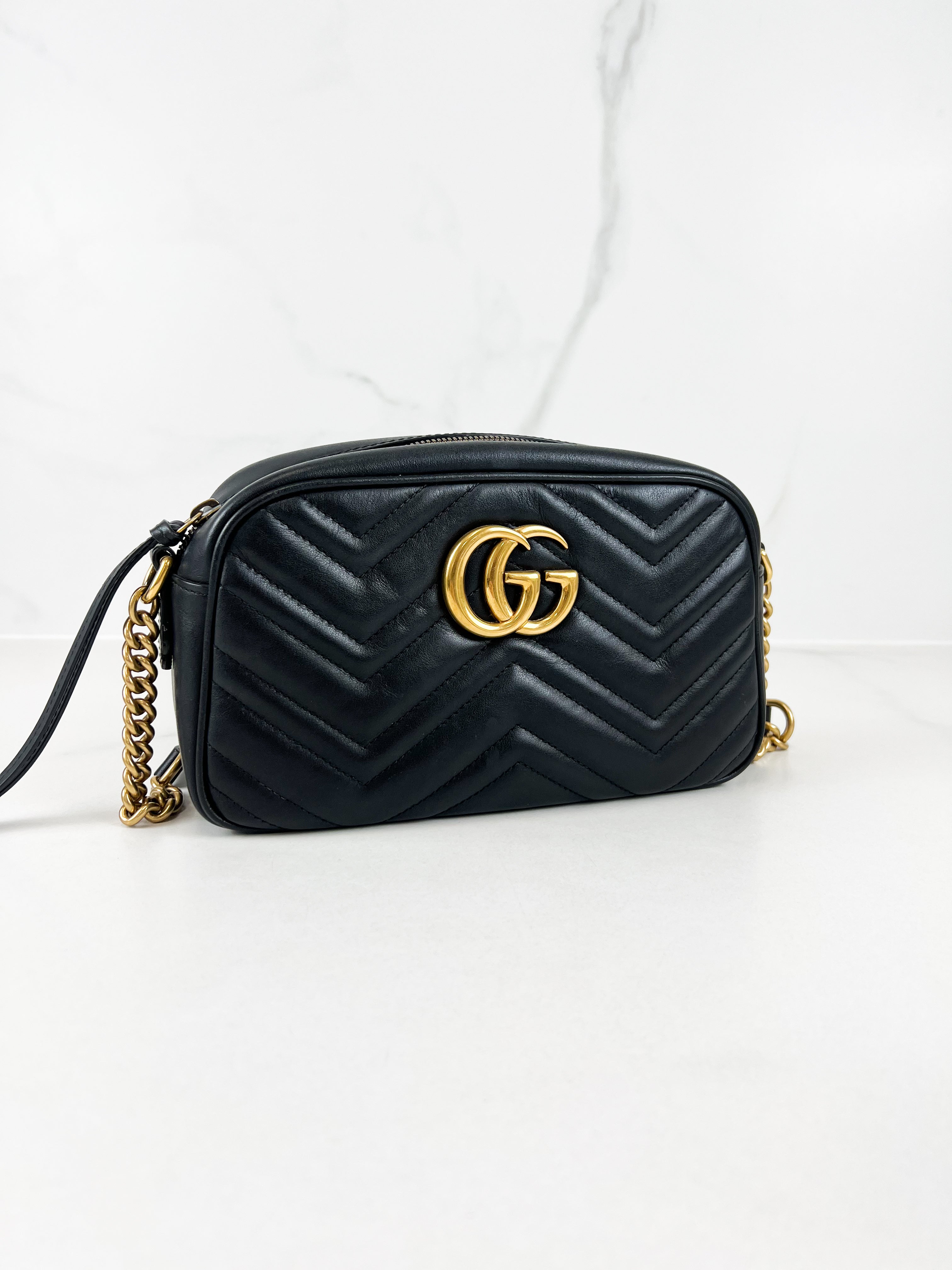 Gucci Black GG Small Marmont Shoulder Bag