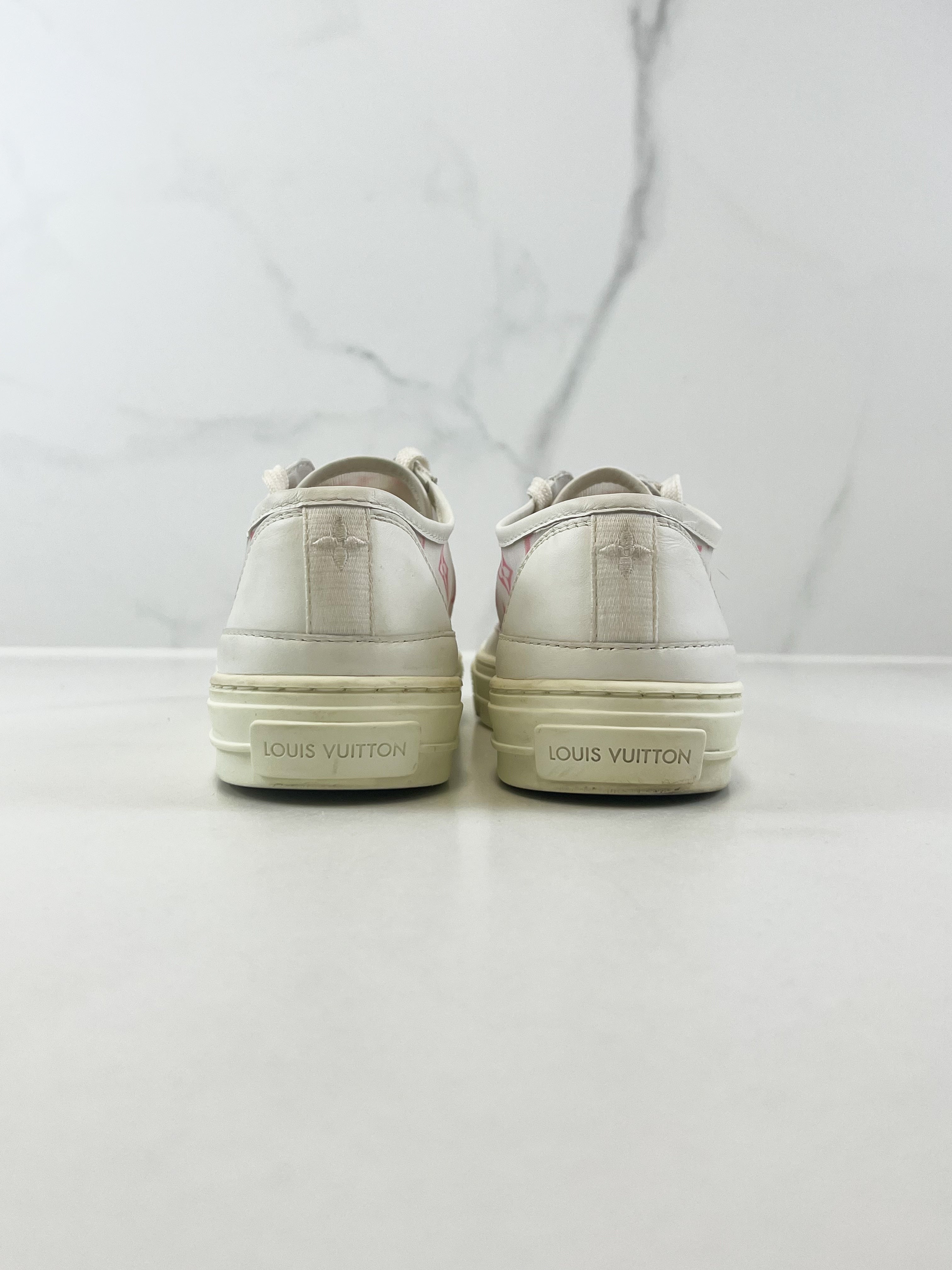 Louis Vuitton Monogram Pink & White Stellar Sneaker Size 38