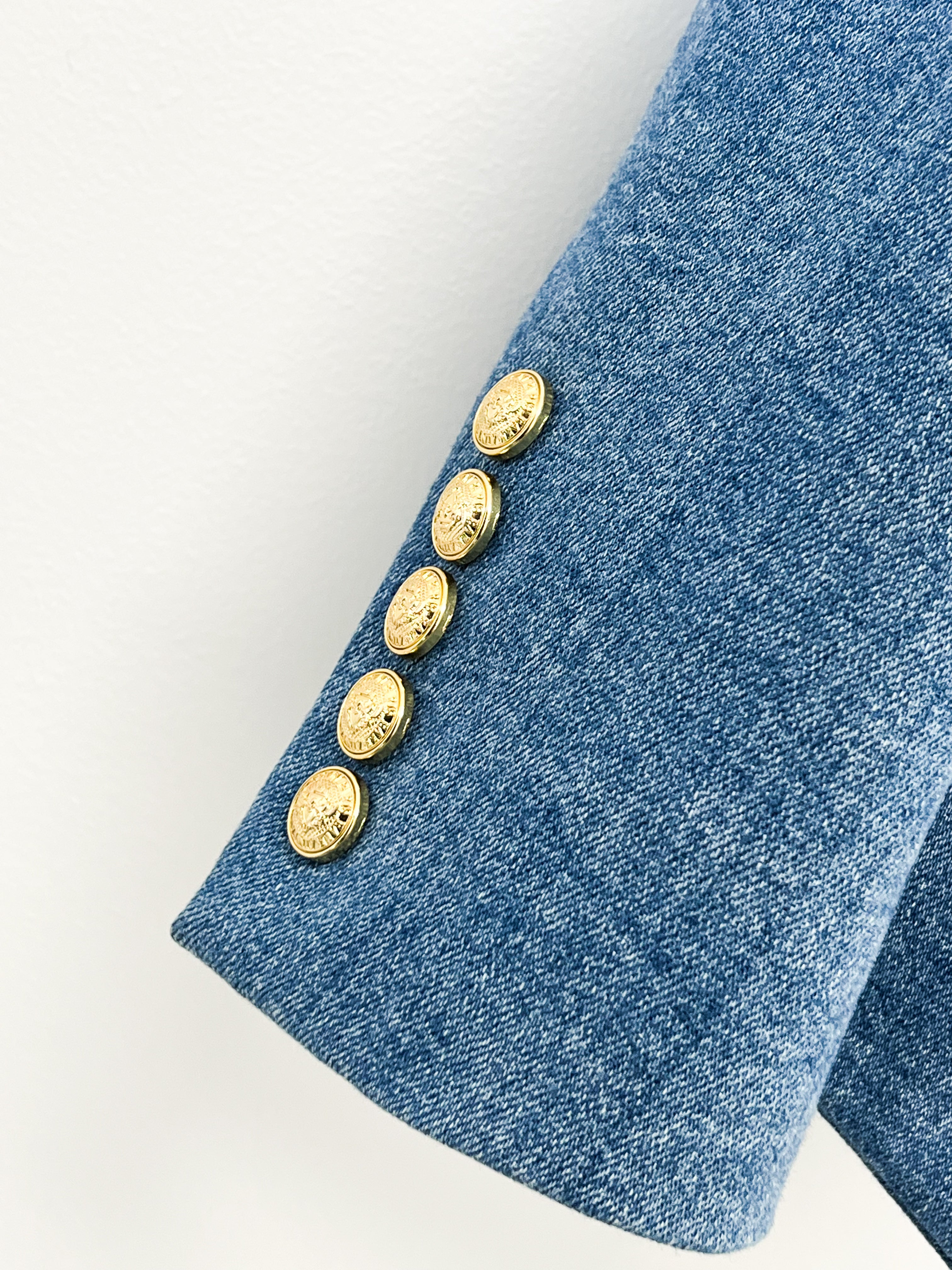 Balmain Blazer with Gold Buttons in Denim Size 36 (8)