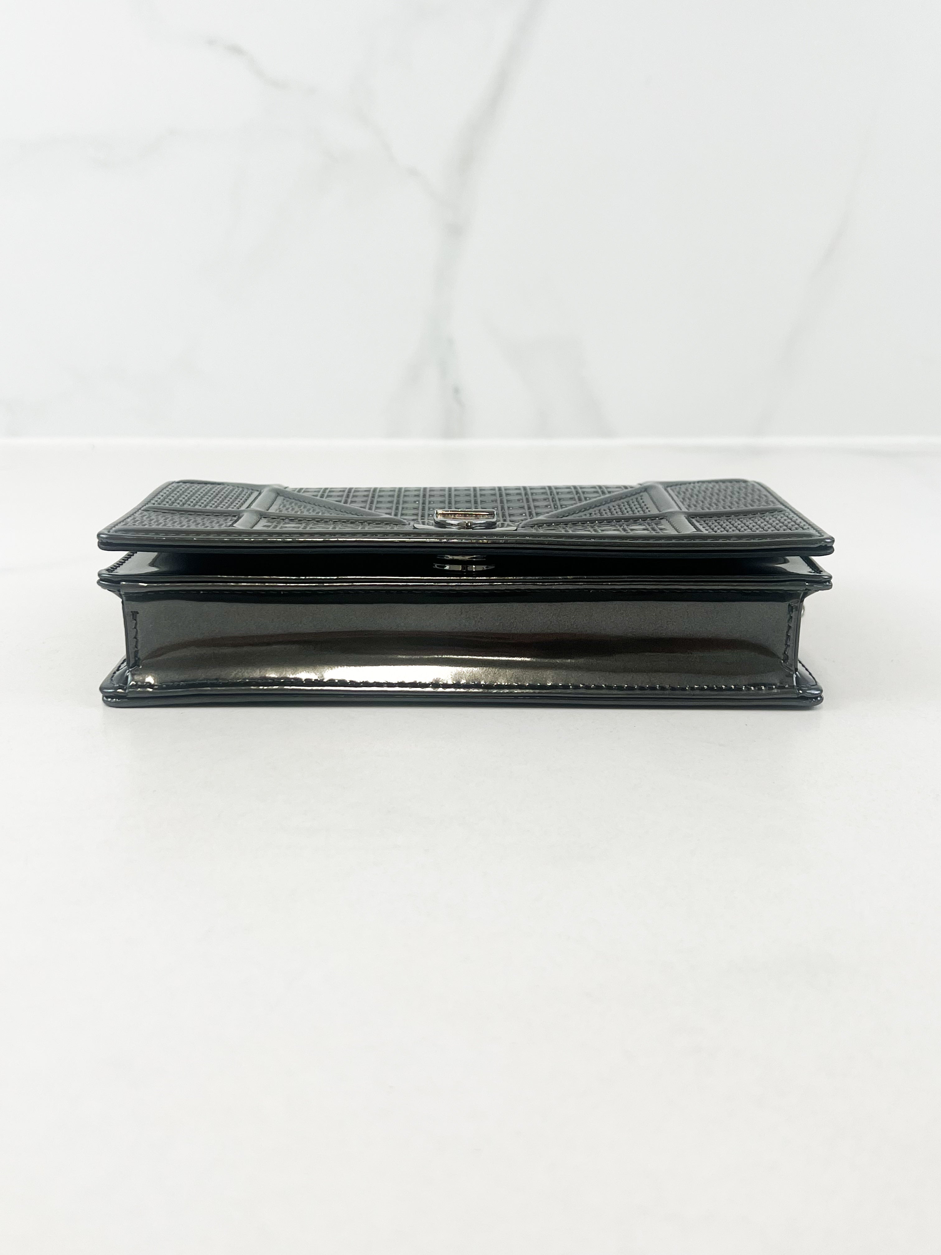 Christian Dior Patent Grey Diorama WOC