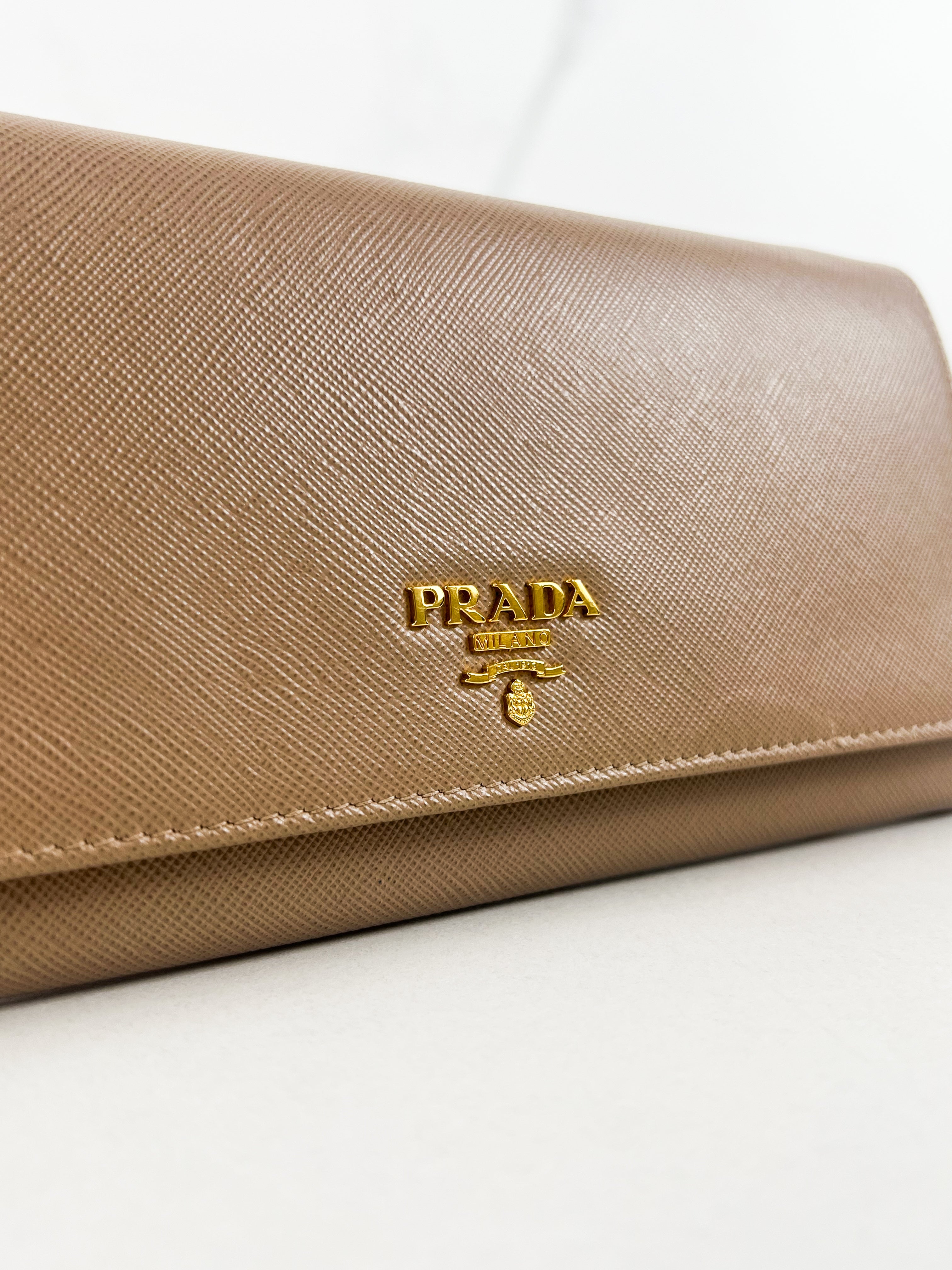 Prada Saffiano Wallet On Chain Crossbody Bag in Blush Pink