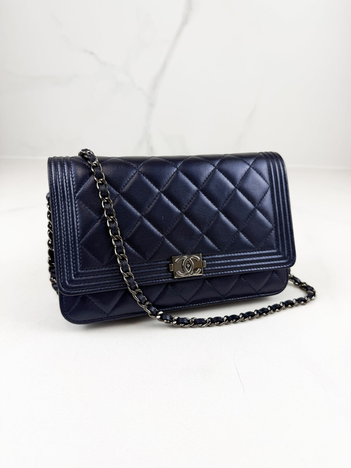Chanel Boy Wallet on Chain in Quilted Lambskin with SHW
