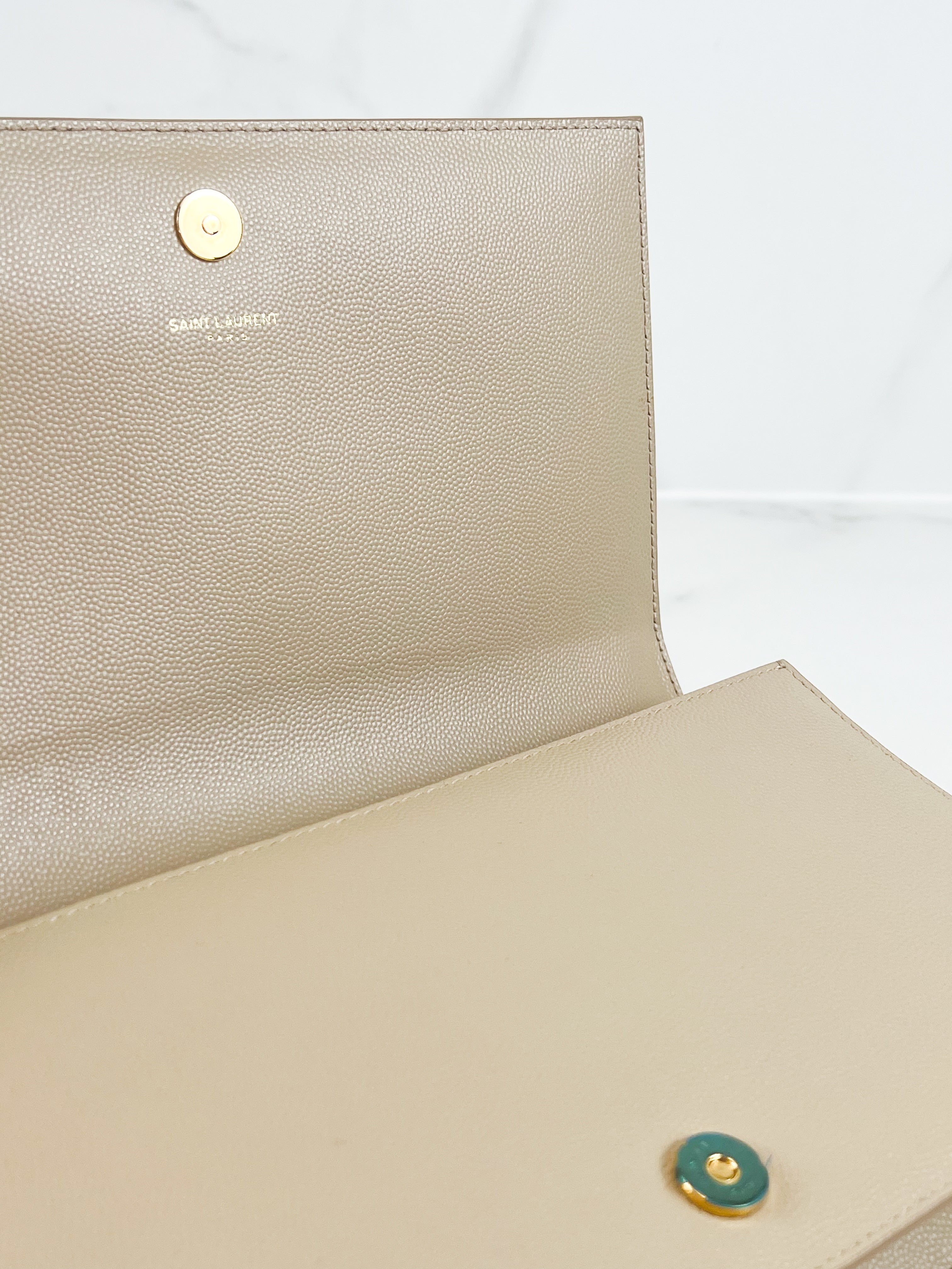 Saint Laurent Cream Clutch GHW