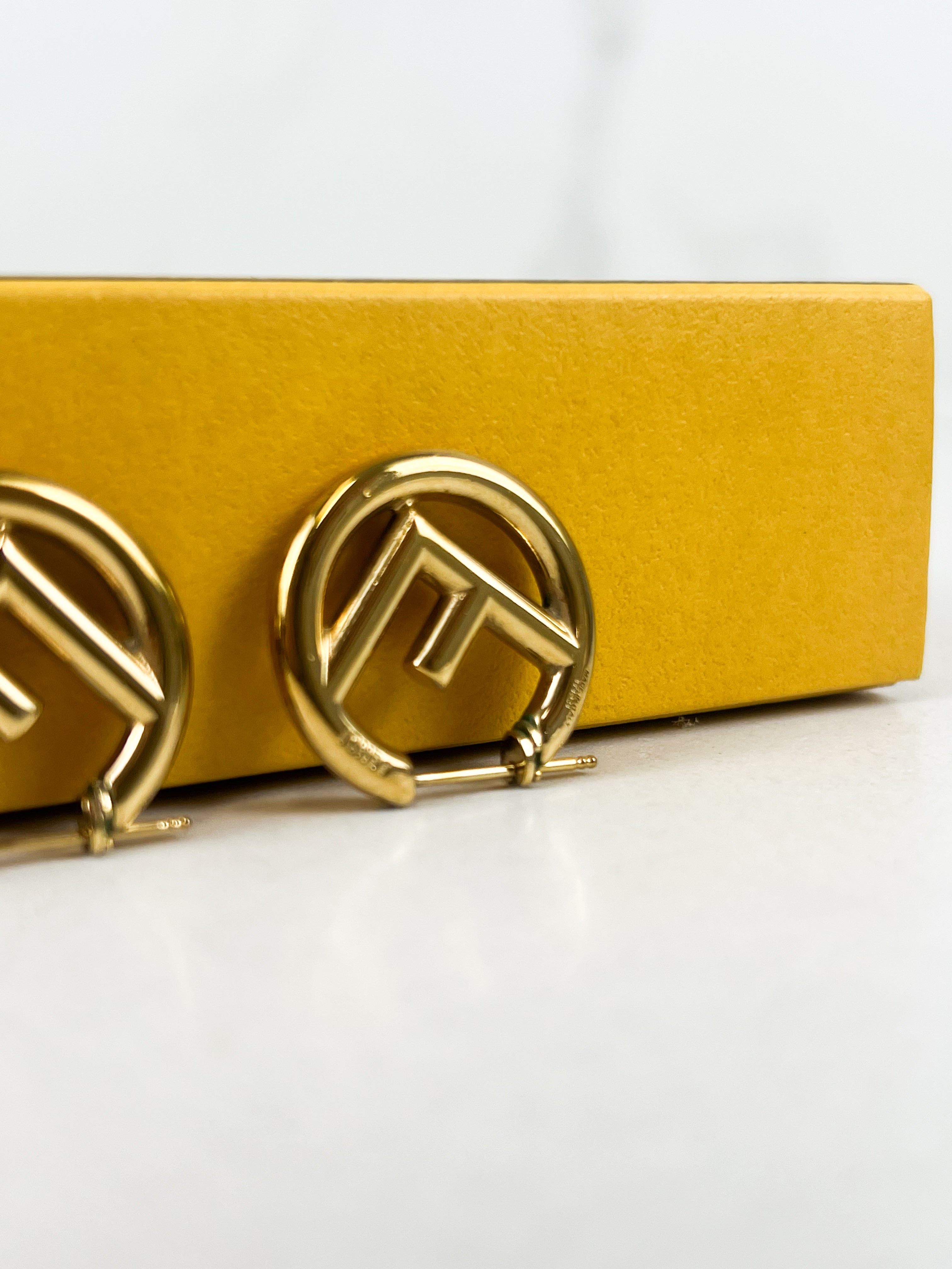 Fendi F Logo Hoop Earring in Gold