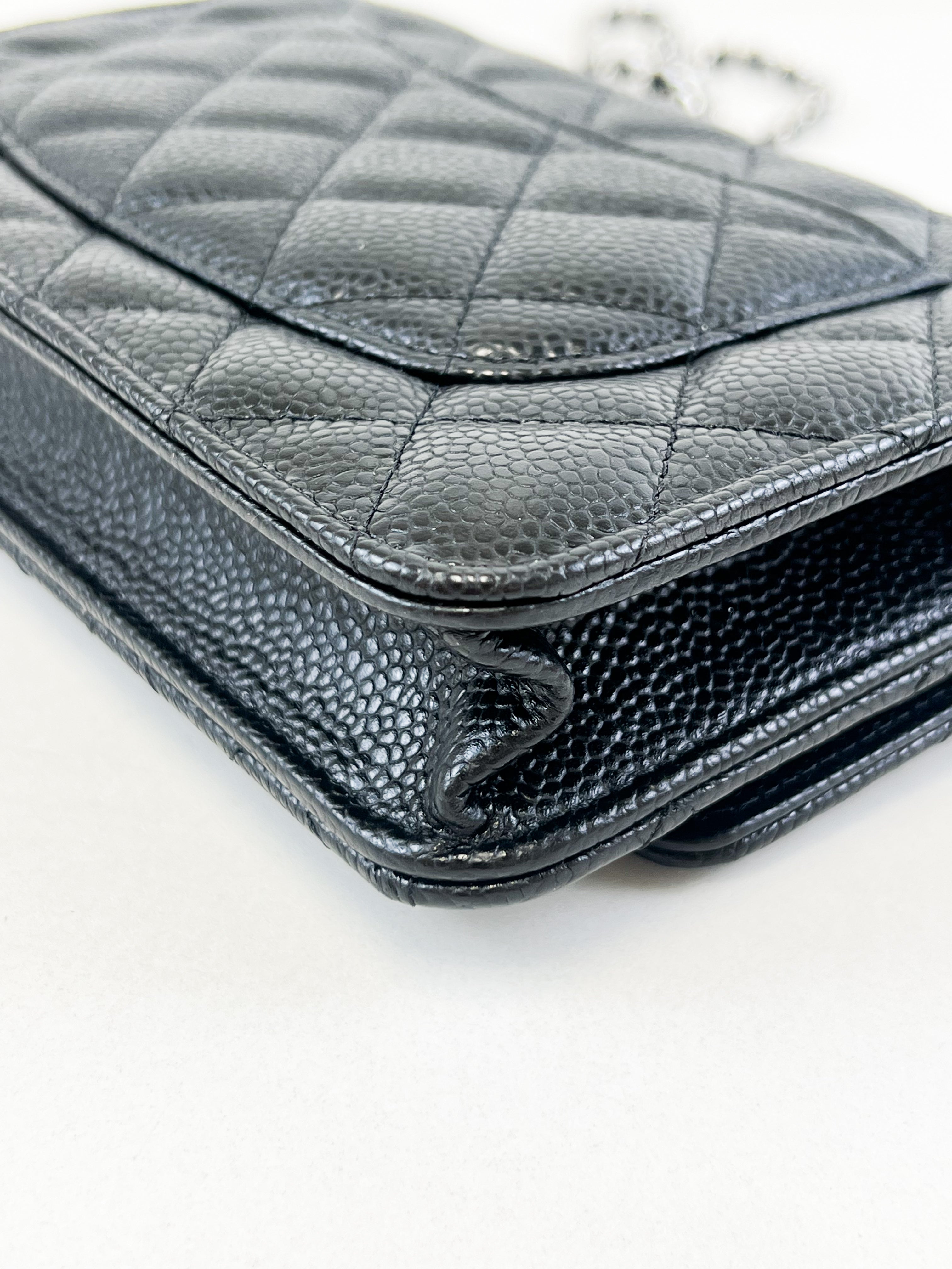 Chanel Black Classic Caviar CC WOC with SHW