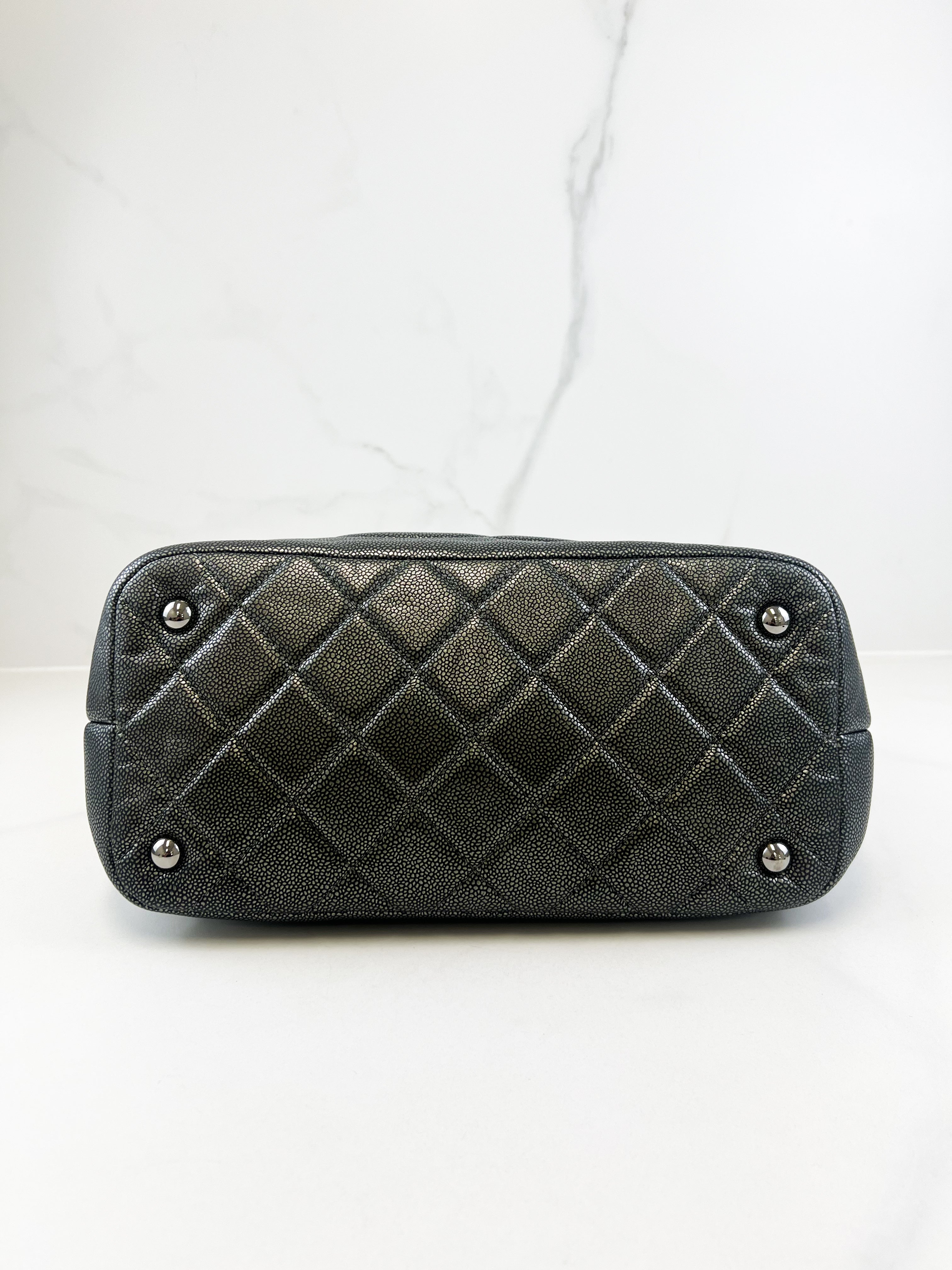 Chanel Gunmetal Grey Caviar CC Shoulder Bag