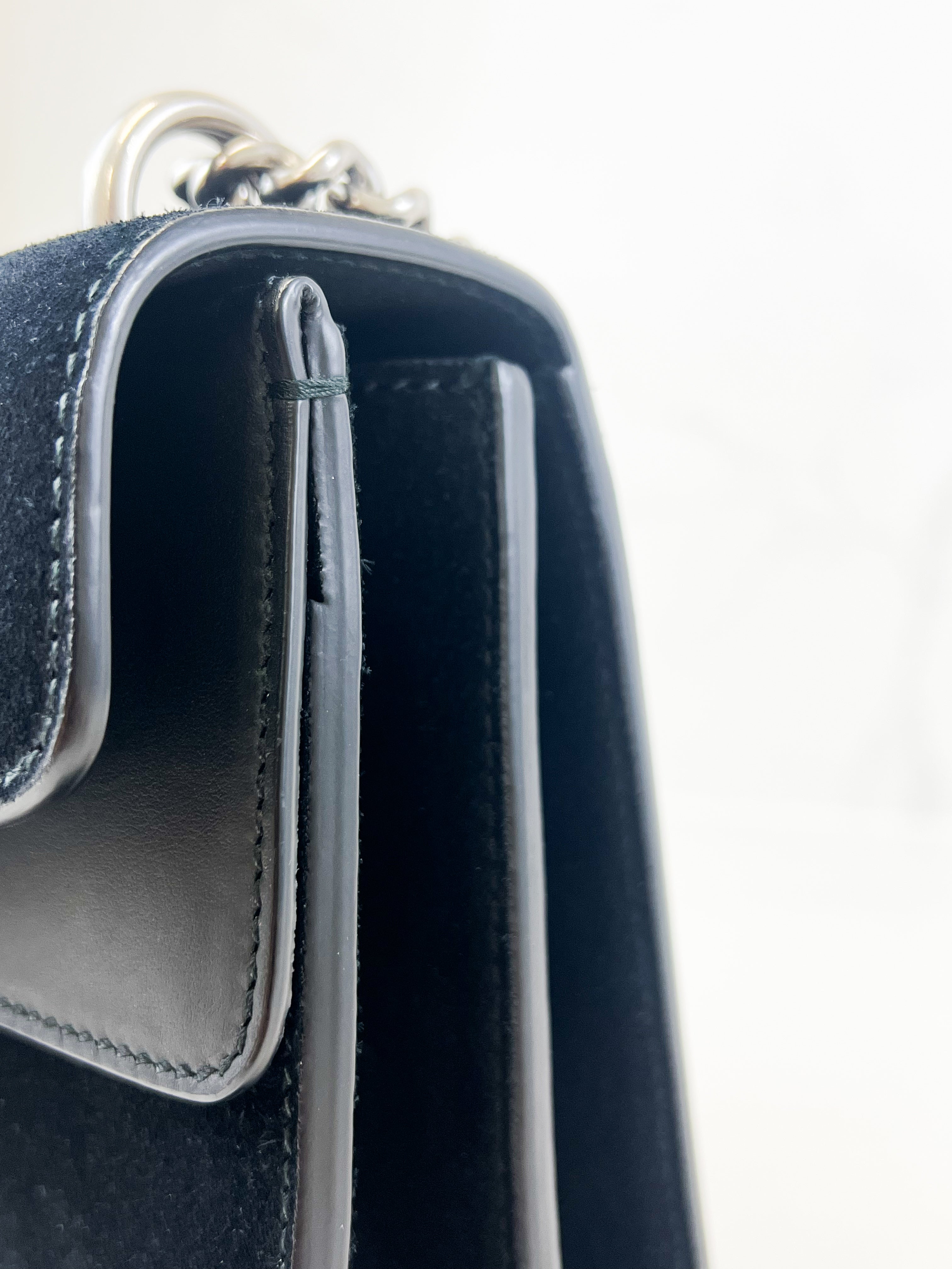 Gucci Black Medium Velvet Dionysus with Leather Detail