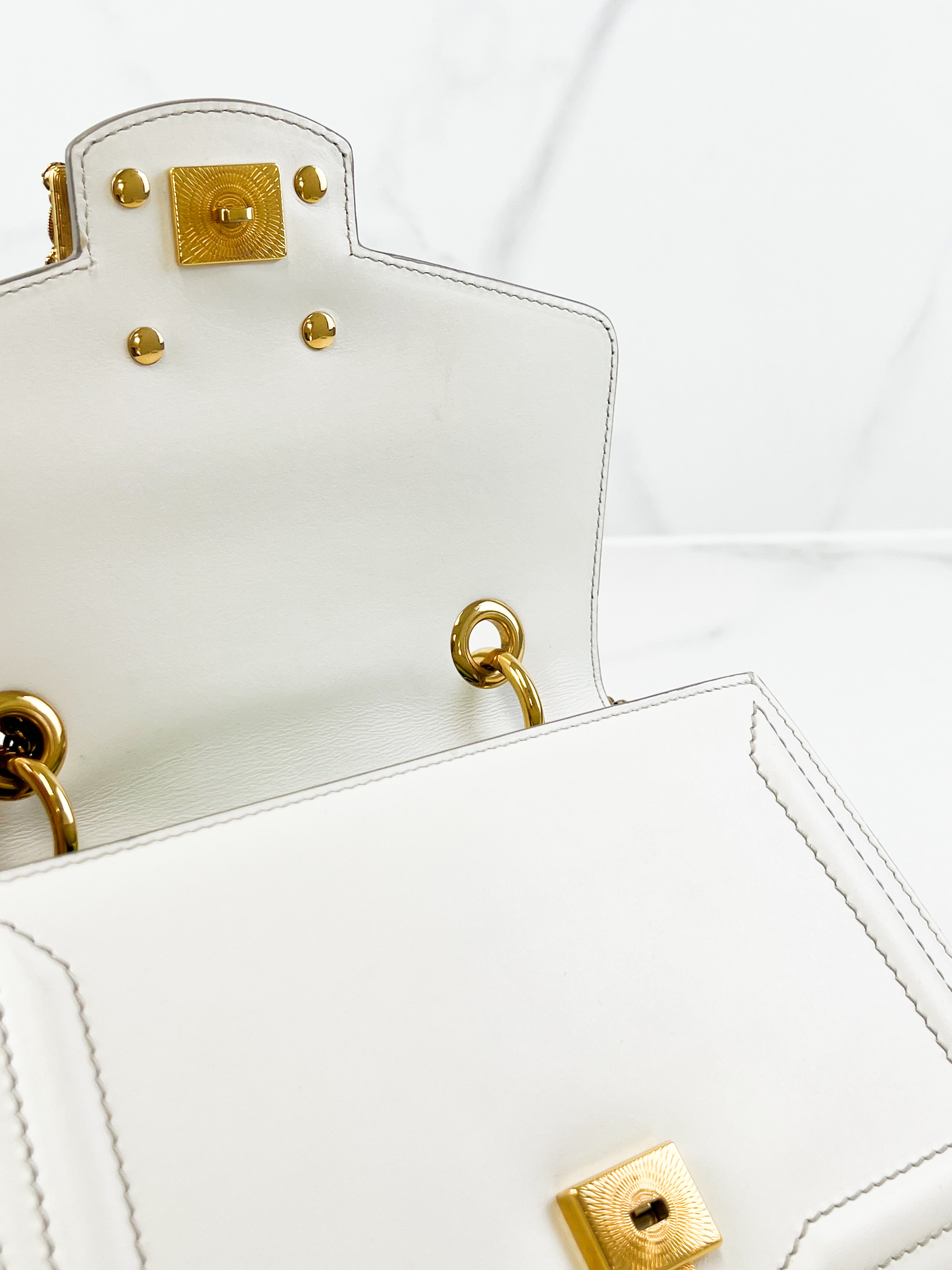 Dolce & Gabbana Amore Chain Shoulder Bag in White with GHW