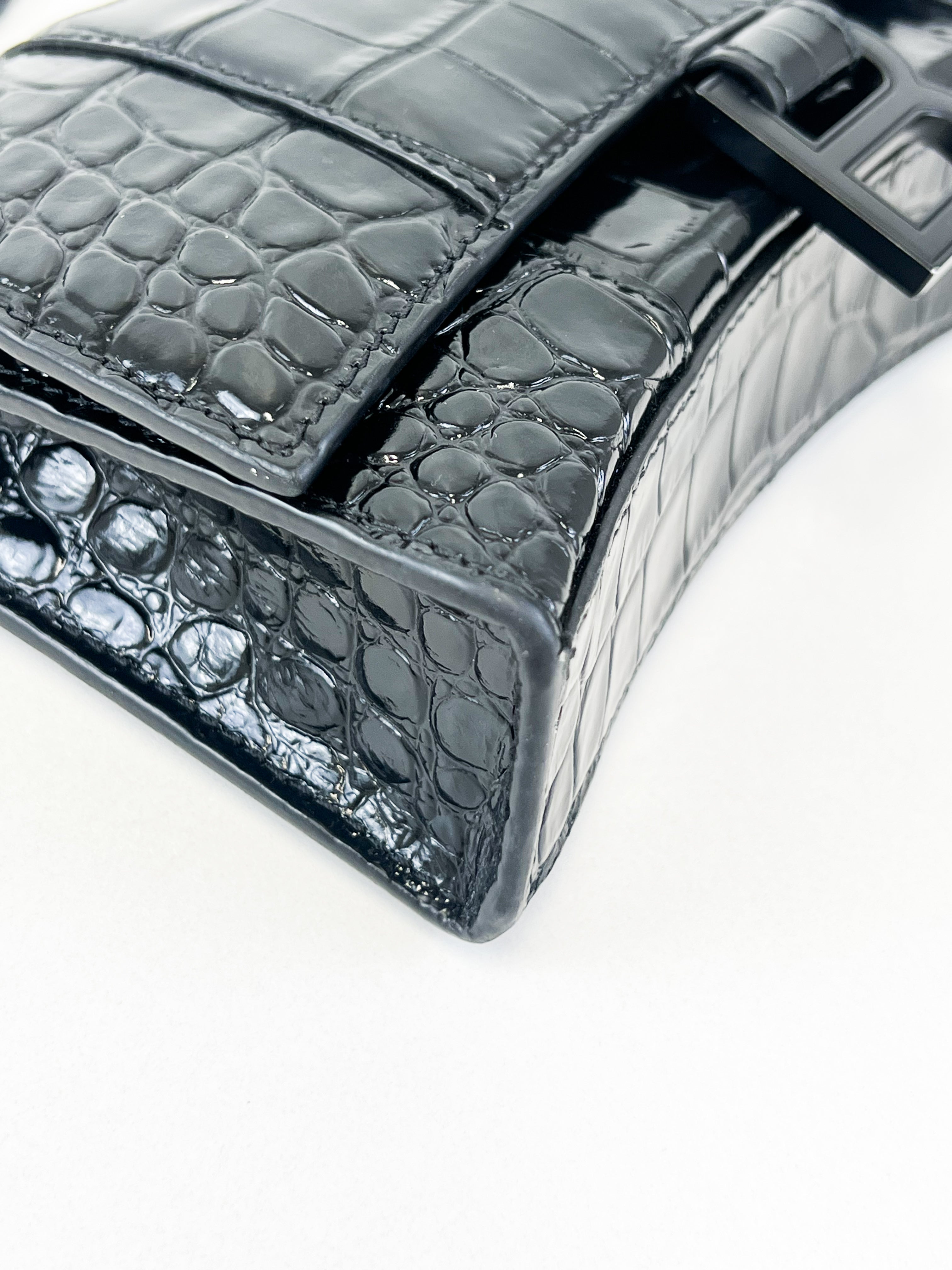 Balenciaga Black Croc Hourglass