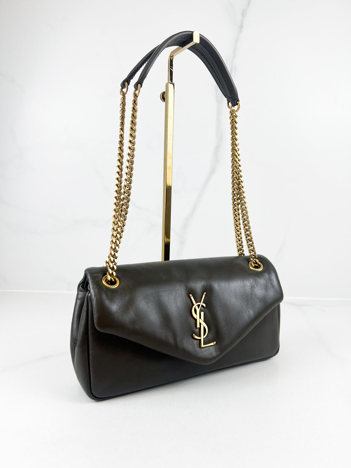 Saint Laurent Calypso Lambskin Shoulder Bag with GHW