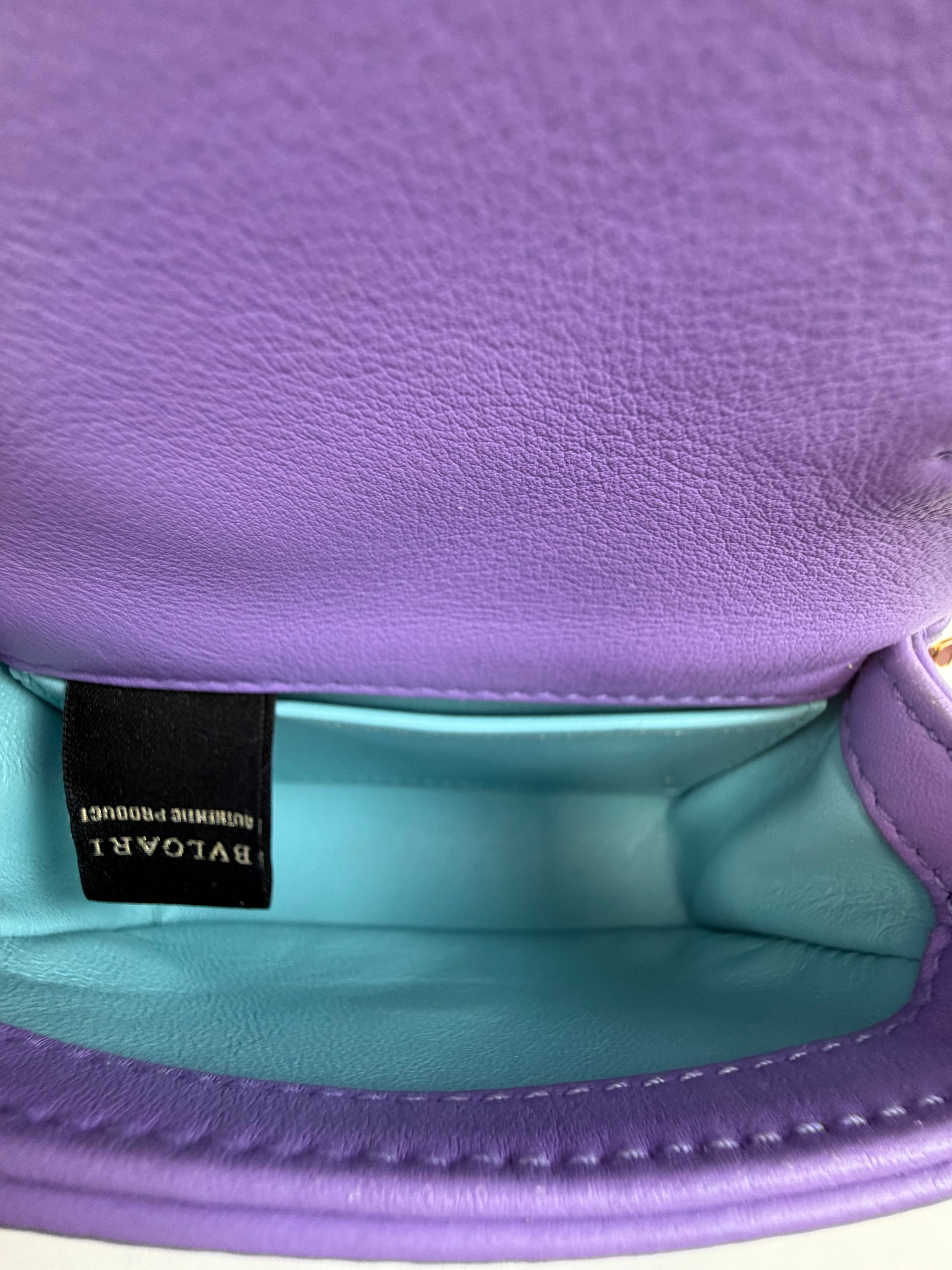 Bvlgari Serpenti Purple Quilted Leather Cabochon Micro Bag