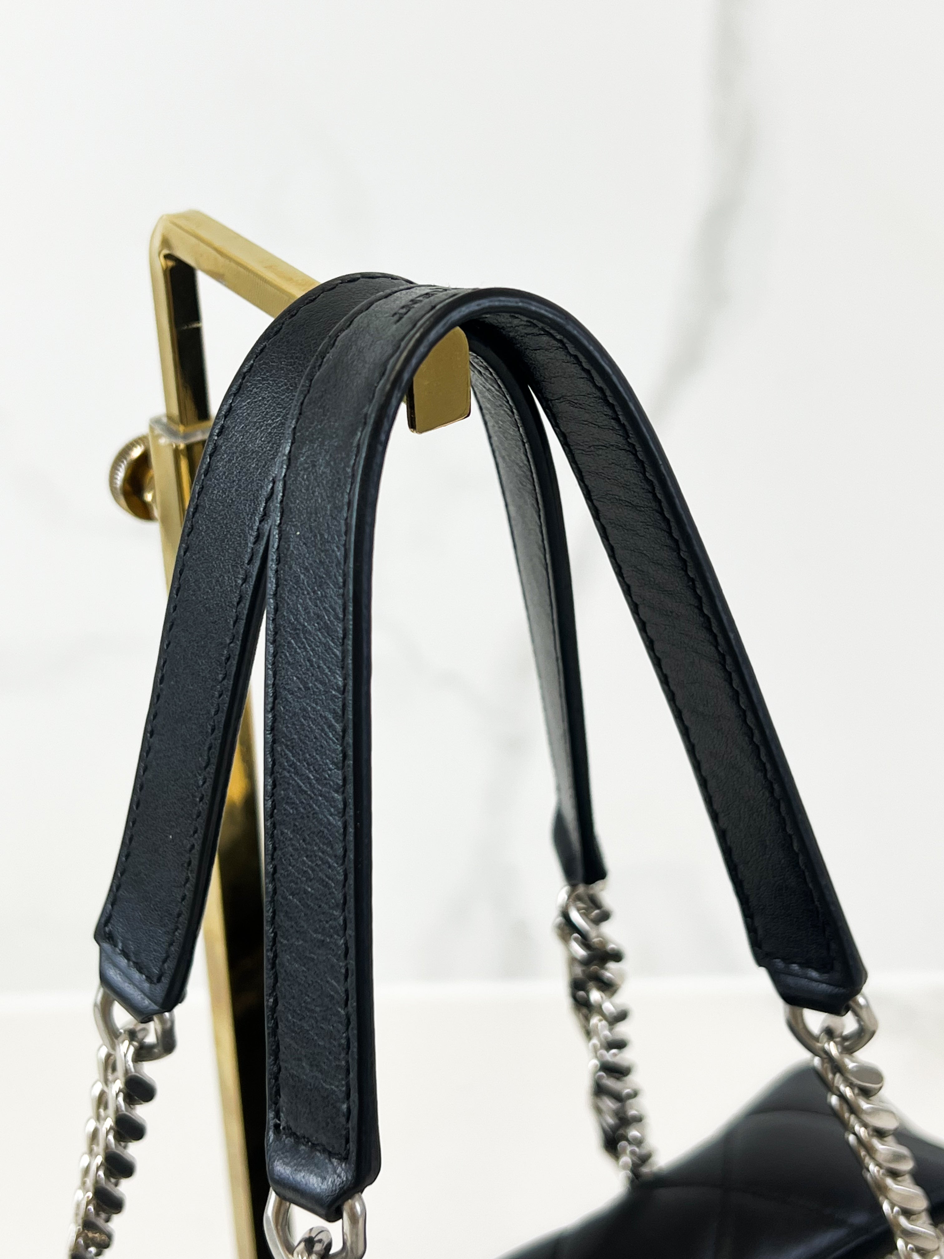 Saint Laurent Black Quilted Lambskin Bowling Bag