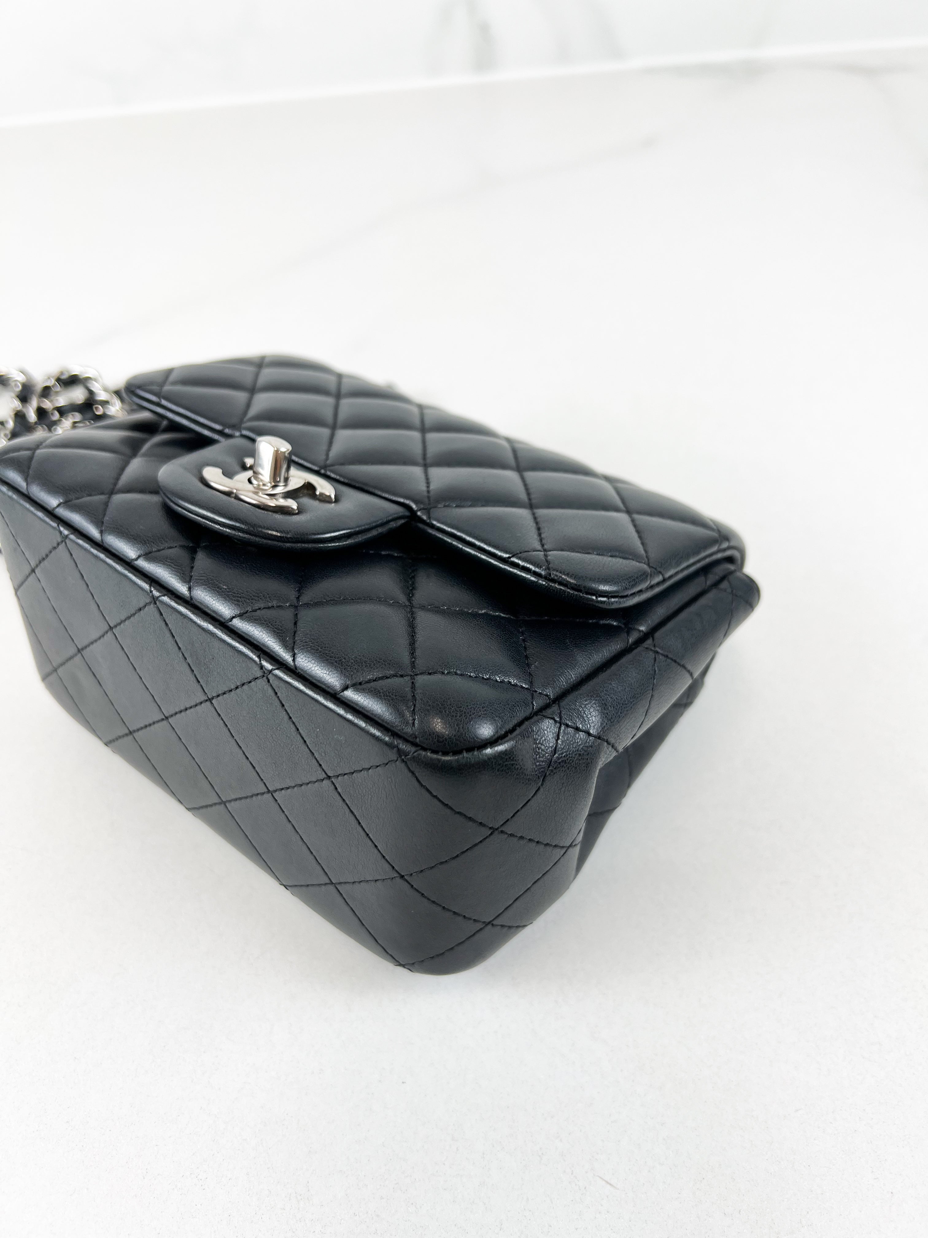 Chanel Mini Square in Black Lambskin with SHW
