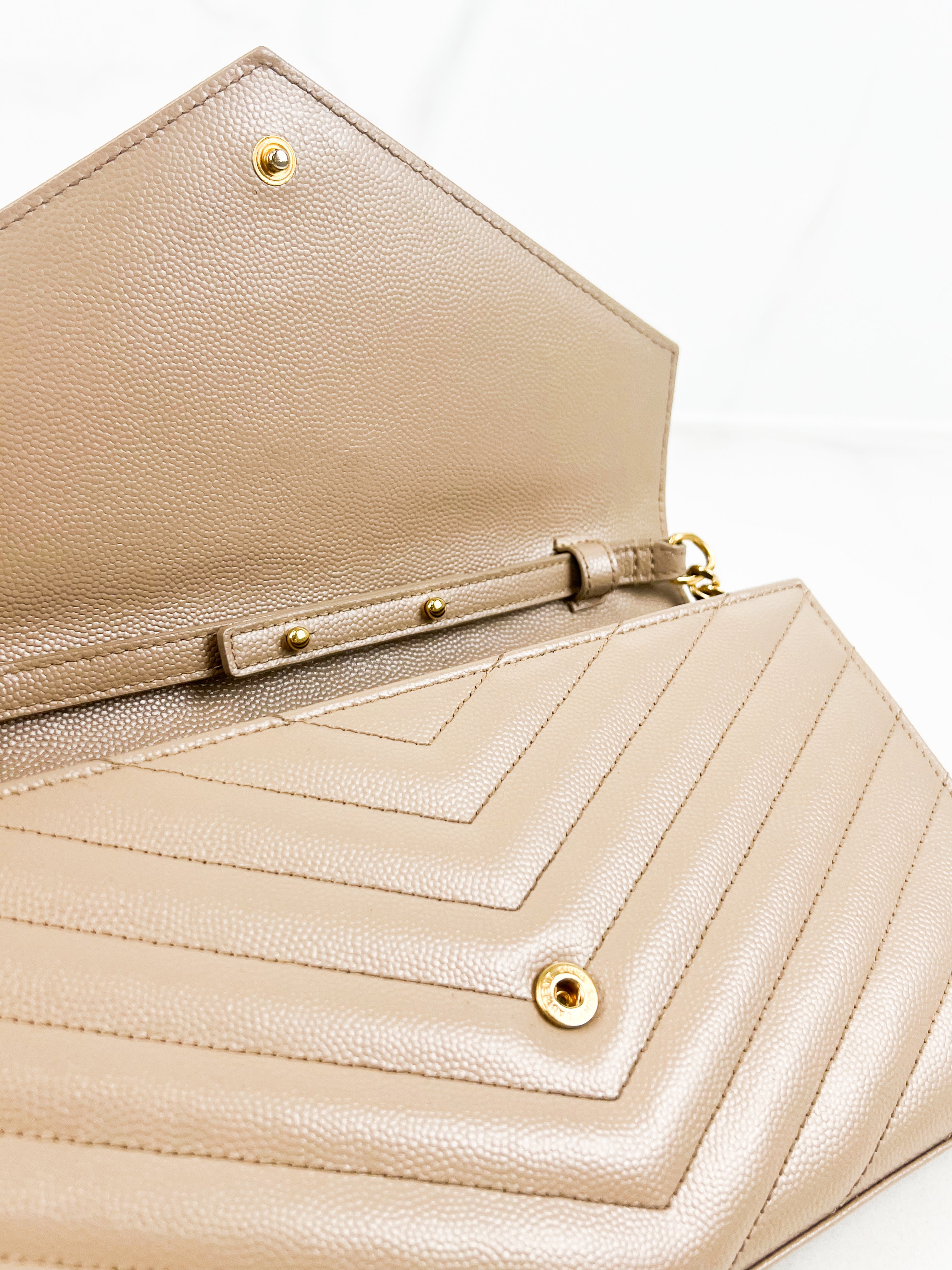 Saint Laurent Cassandra Matelasse Envelope Wallet on Chain