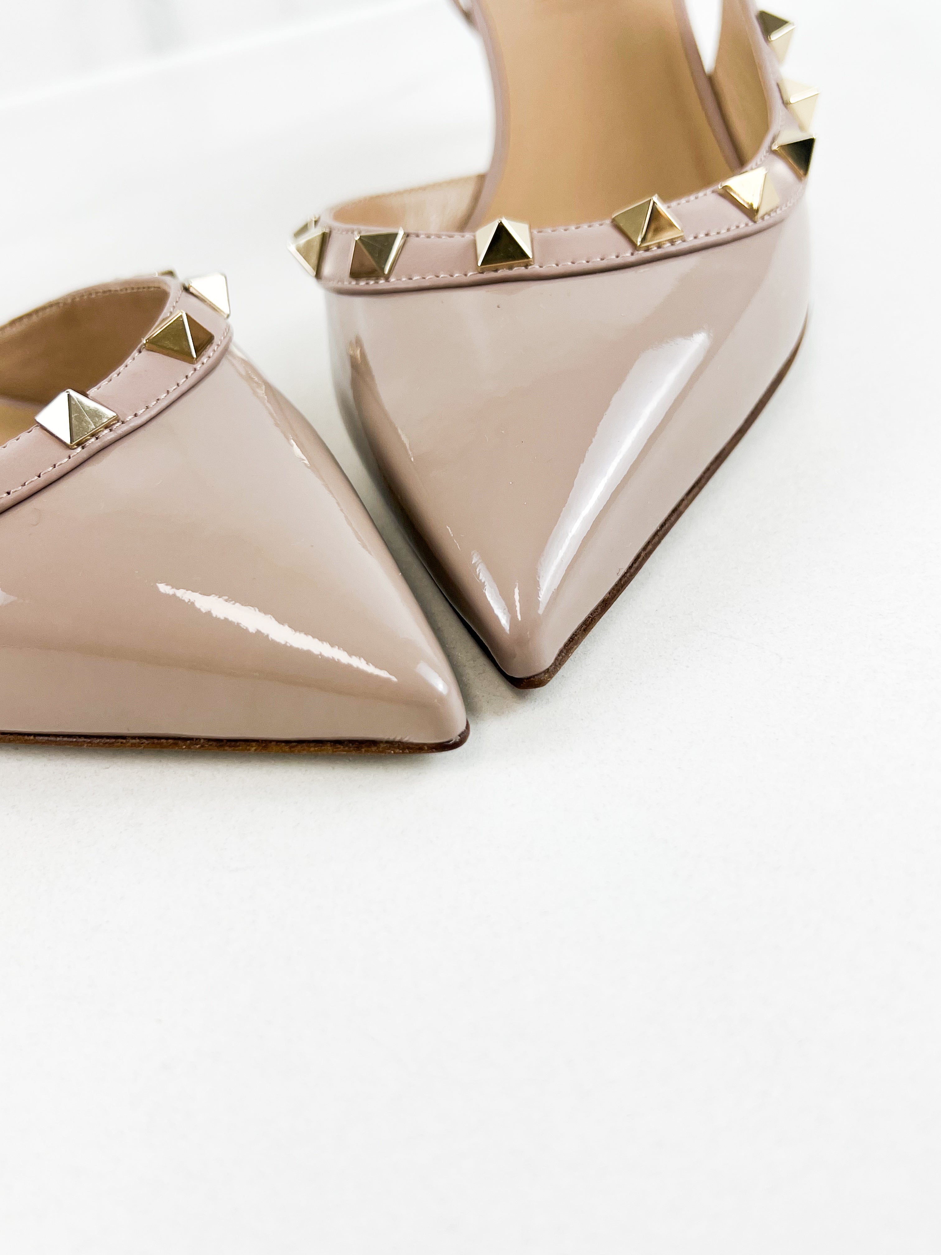 Valentino Rockstud Patent Slingback Pumps Size 38