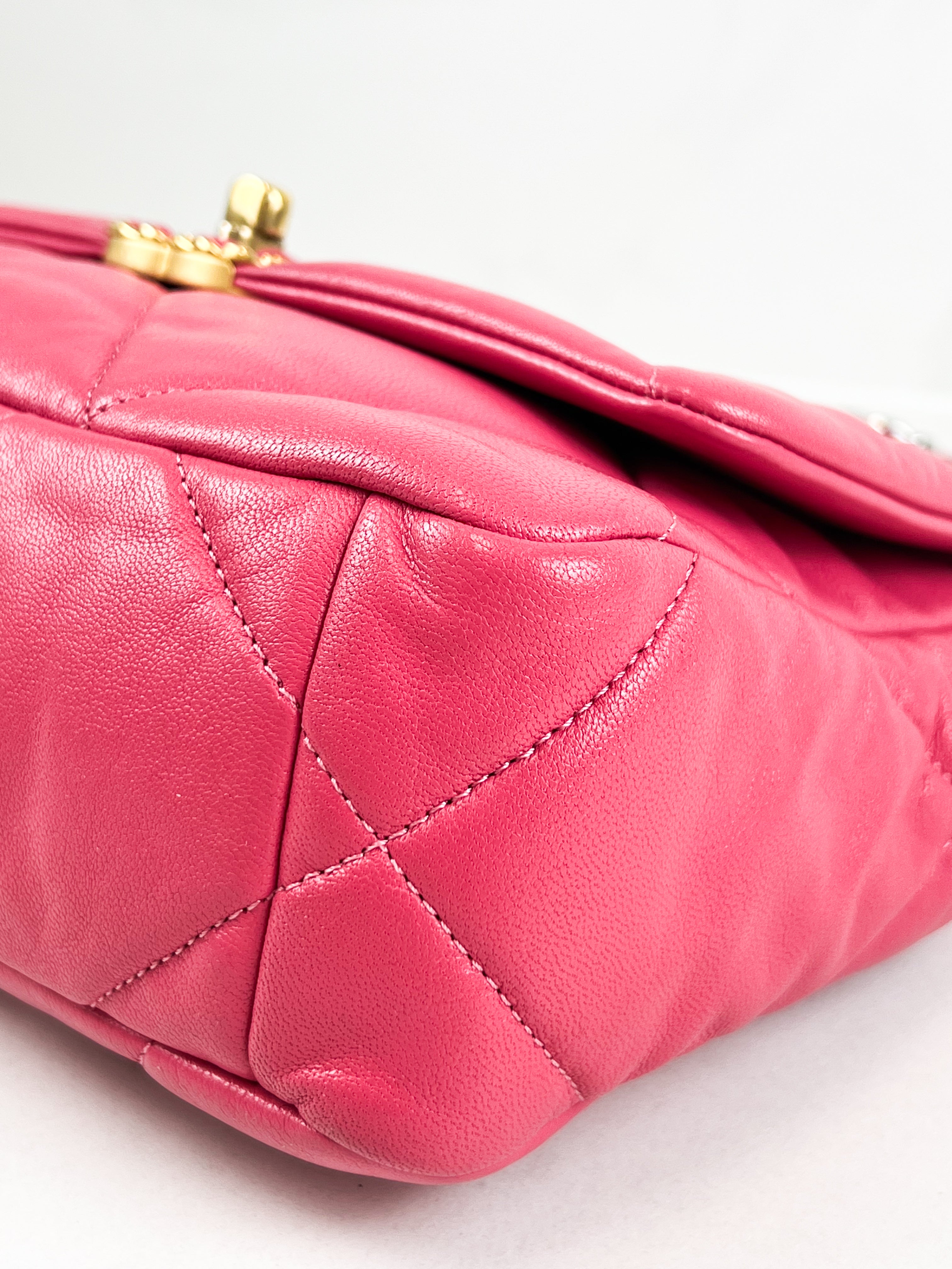 Chanel Pink Small Lambskin 19 with Gold & Silver Tone Hardware
