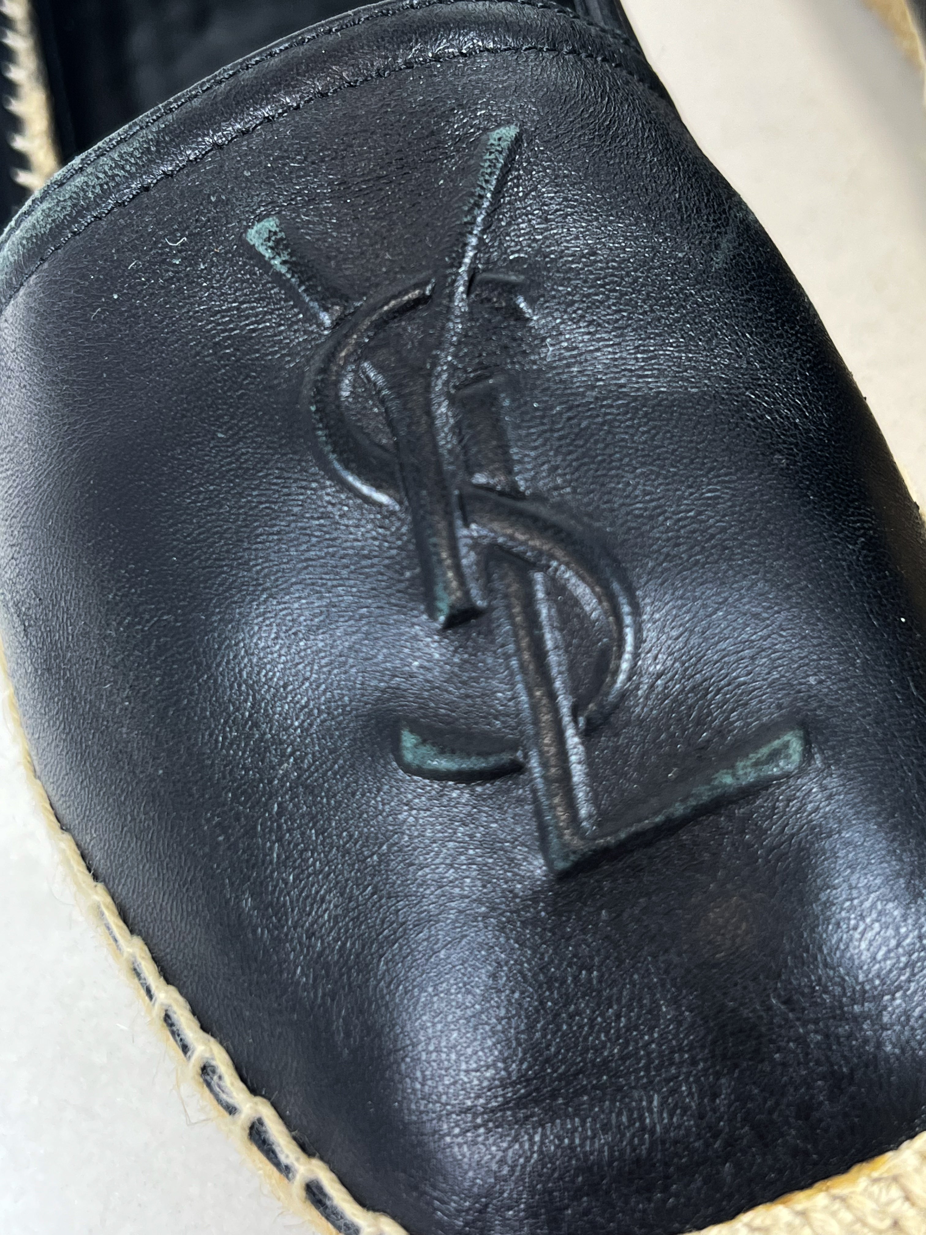 Saint Laurent Black Monogram Espadrilles Size 37.5