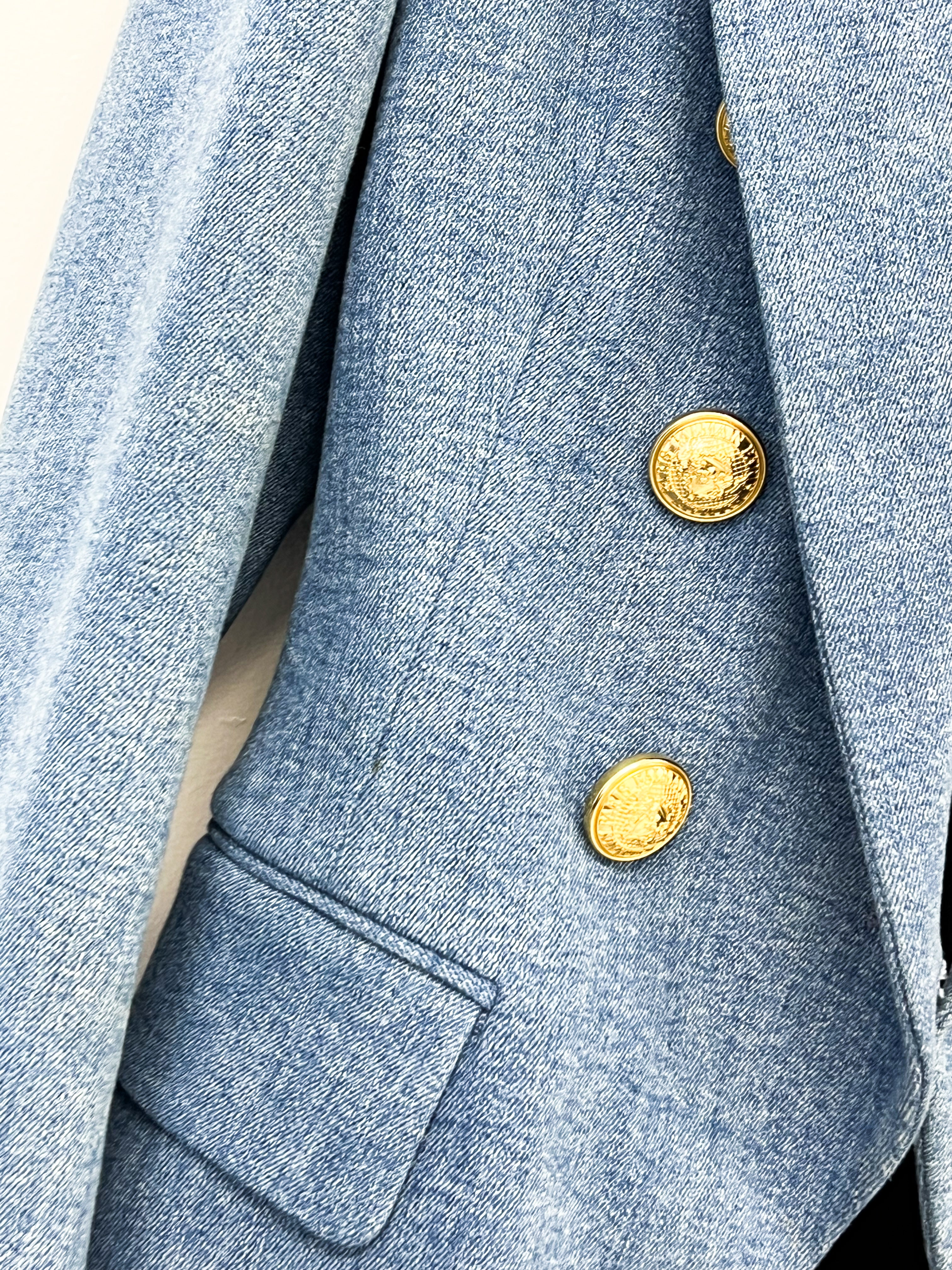 Balmain Blazer with Gold Buttons in Denim Size 36 (8)