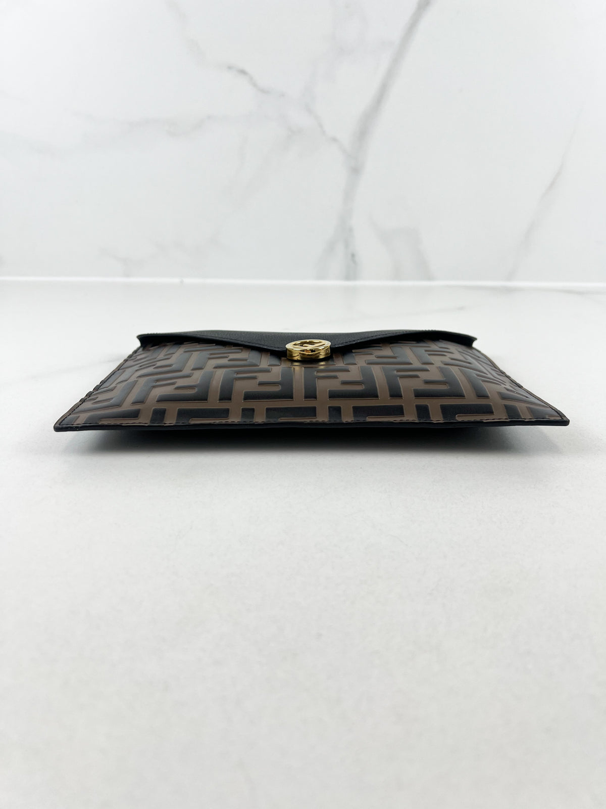 Fendi FF Leather Envelope Clutch