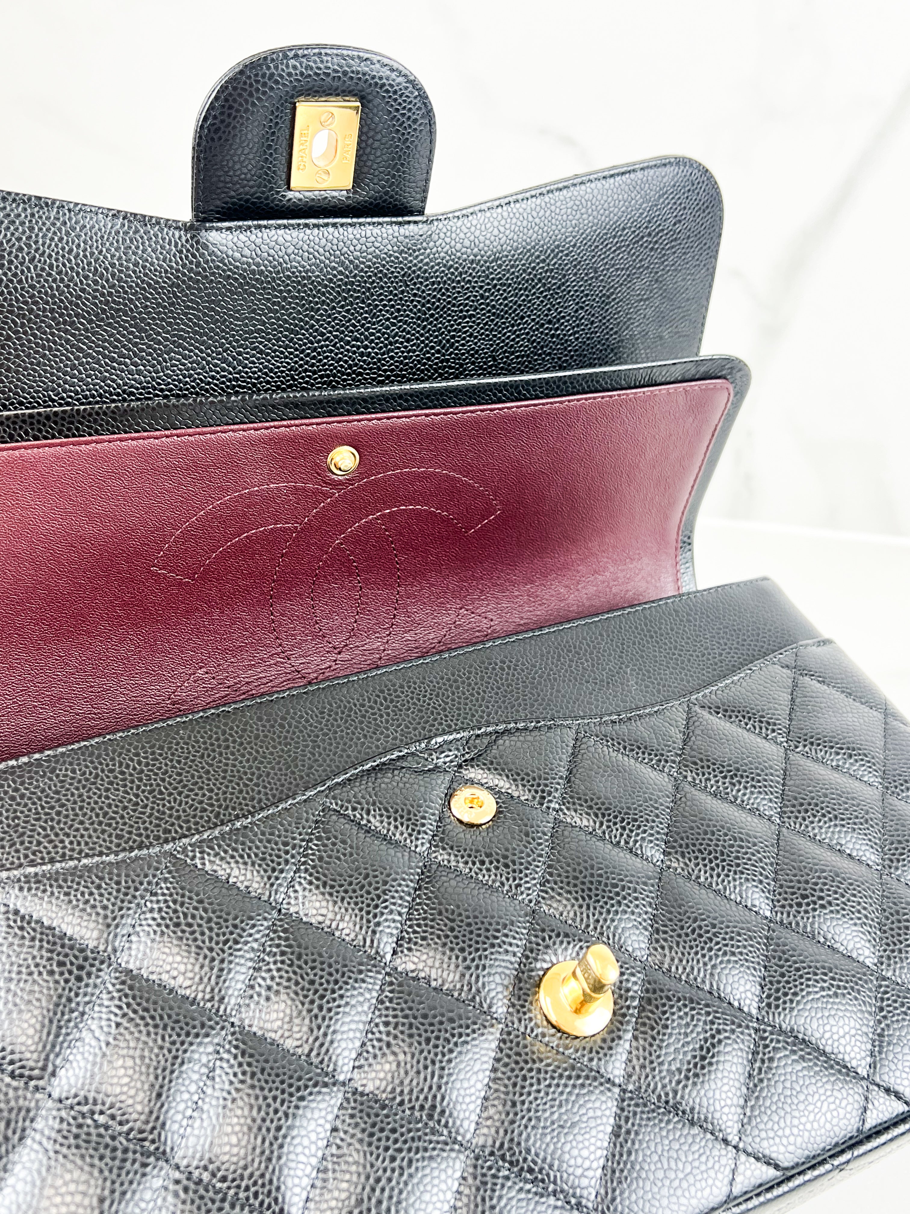 Chanel Jumbo Black Classic Double Flap Caviar Shoulder Bag
