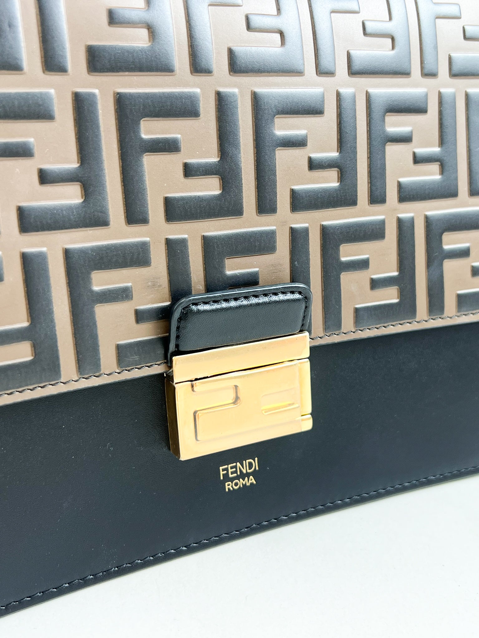 Fendi Kan I Medium Embossed Shoulder Flap Bag