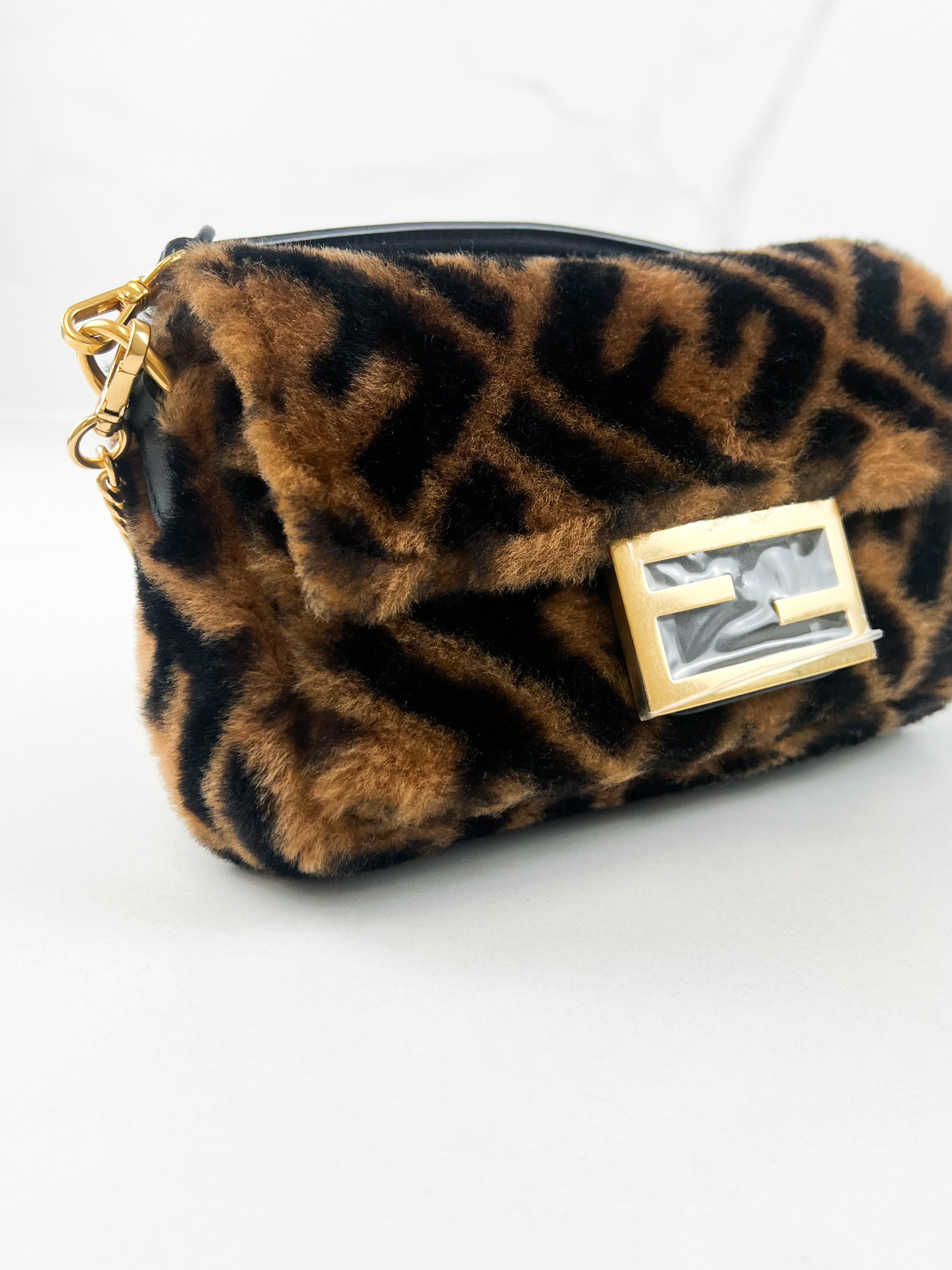 Fendi FF Baguette Shearling Mini Bag