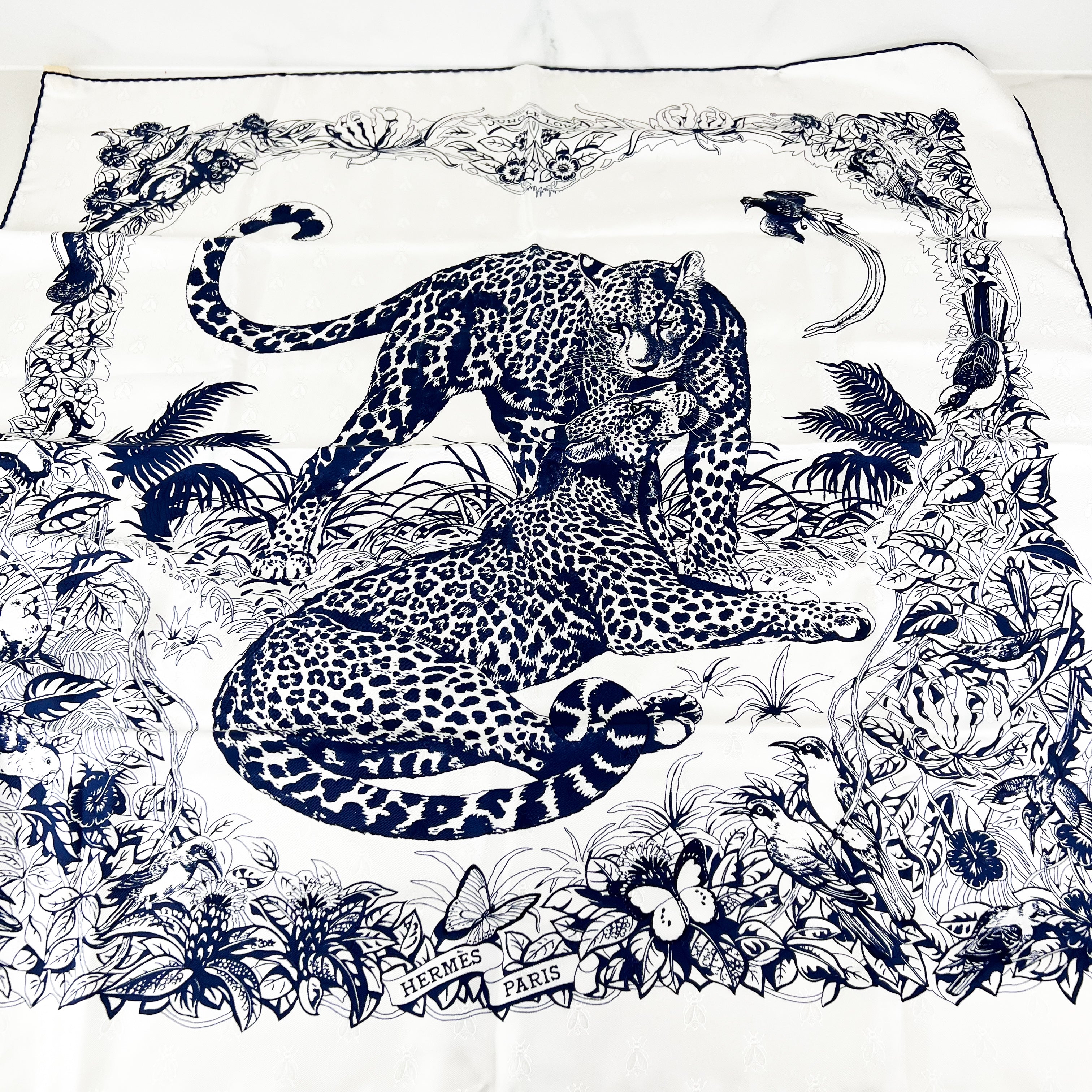Hermes Jungle Love Tattoo Silk Scarf
