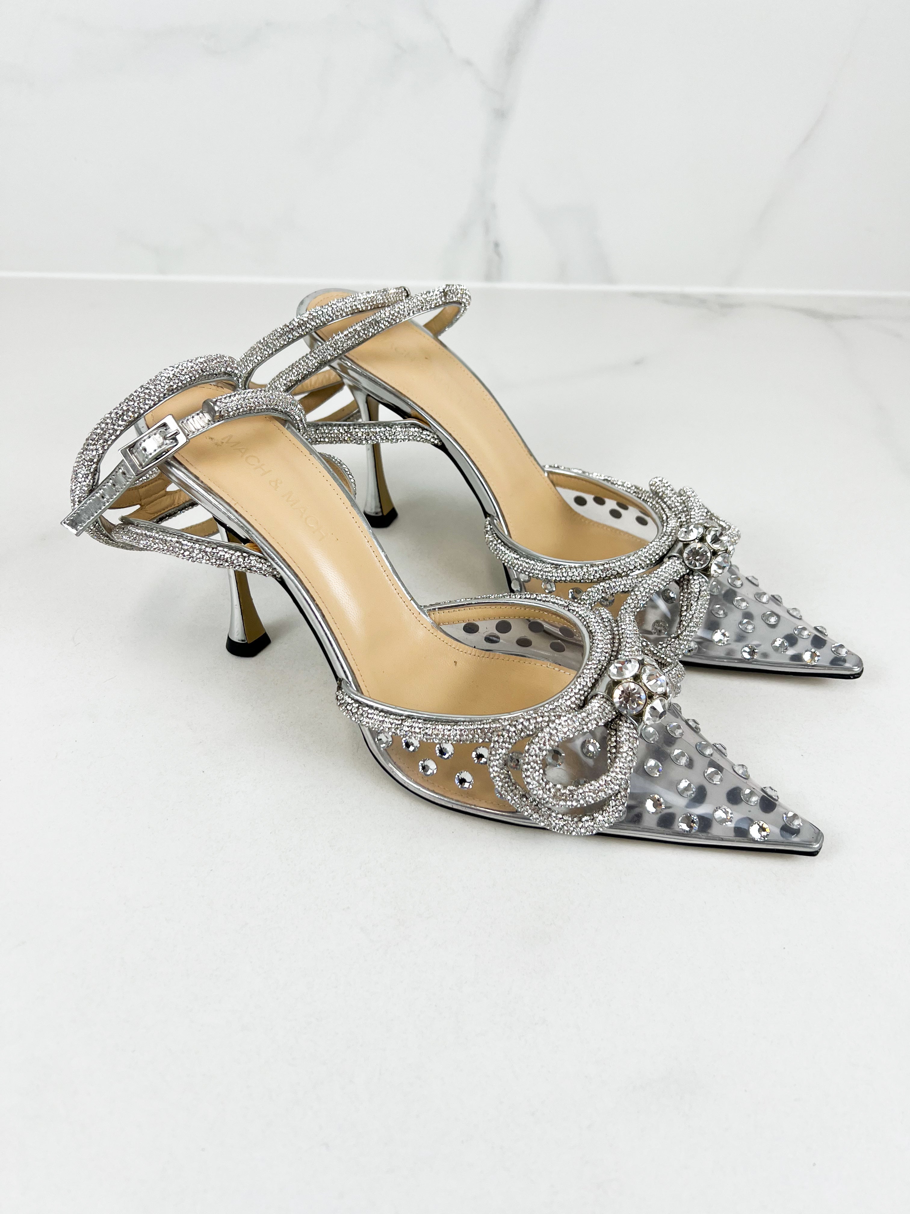 Mach & Mach Double Bow Embellished Crystal Pump