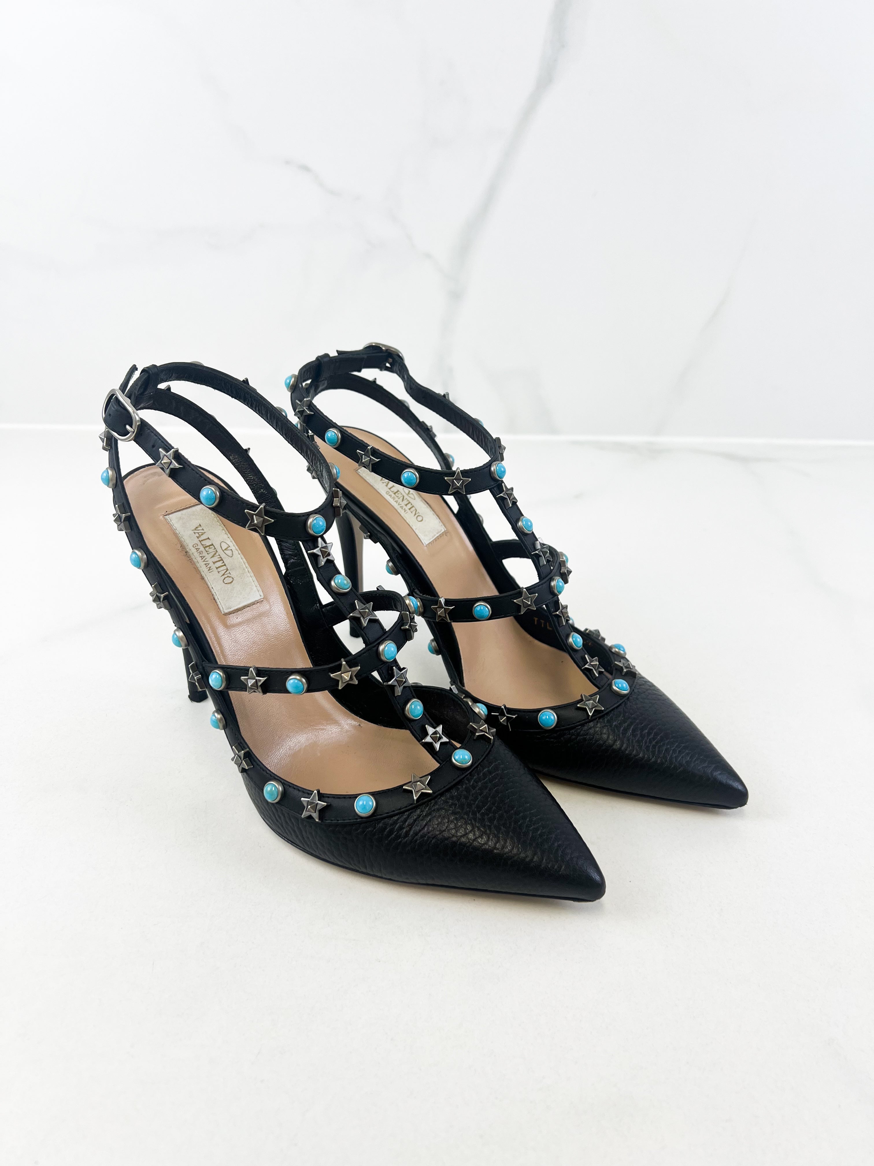 Valentino Black Caged Rockstud Pumps Size 39