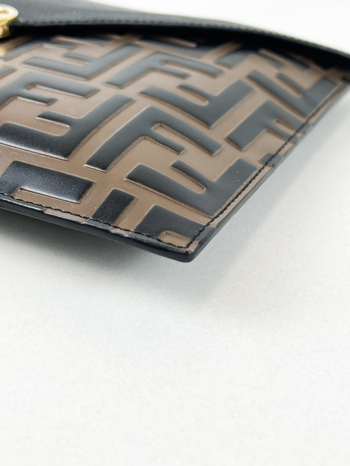 Fendi FF Leather Envelope Clutch