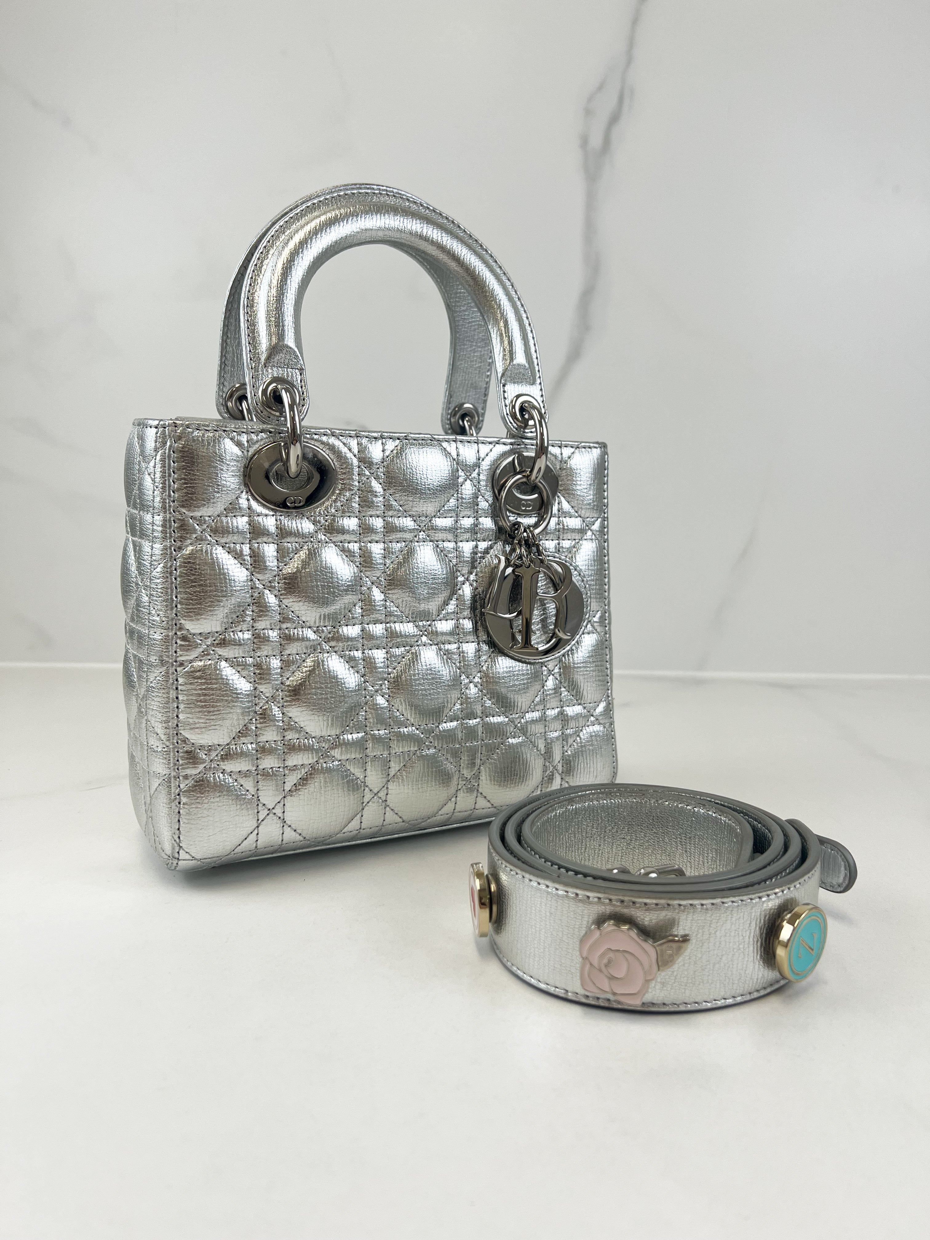 Christian Dior Small Lady Dior Silver with SHW