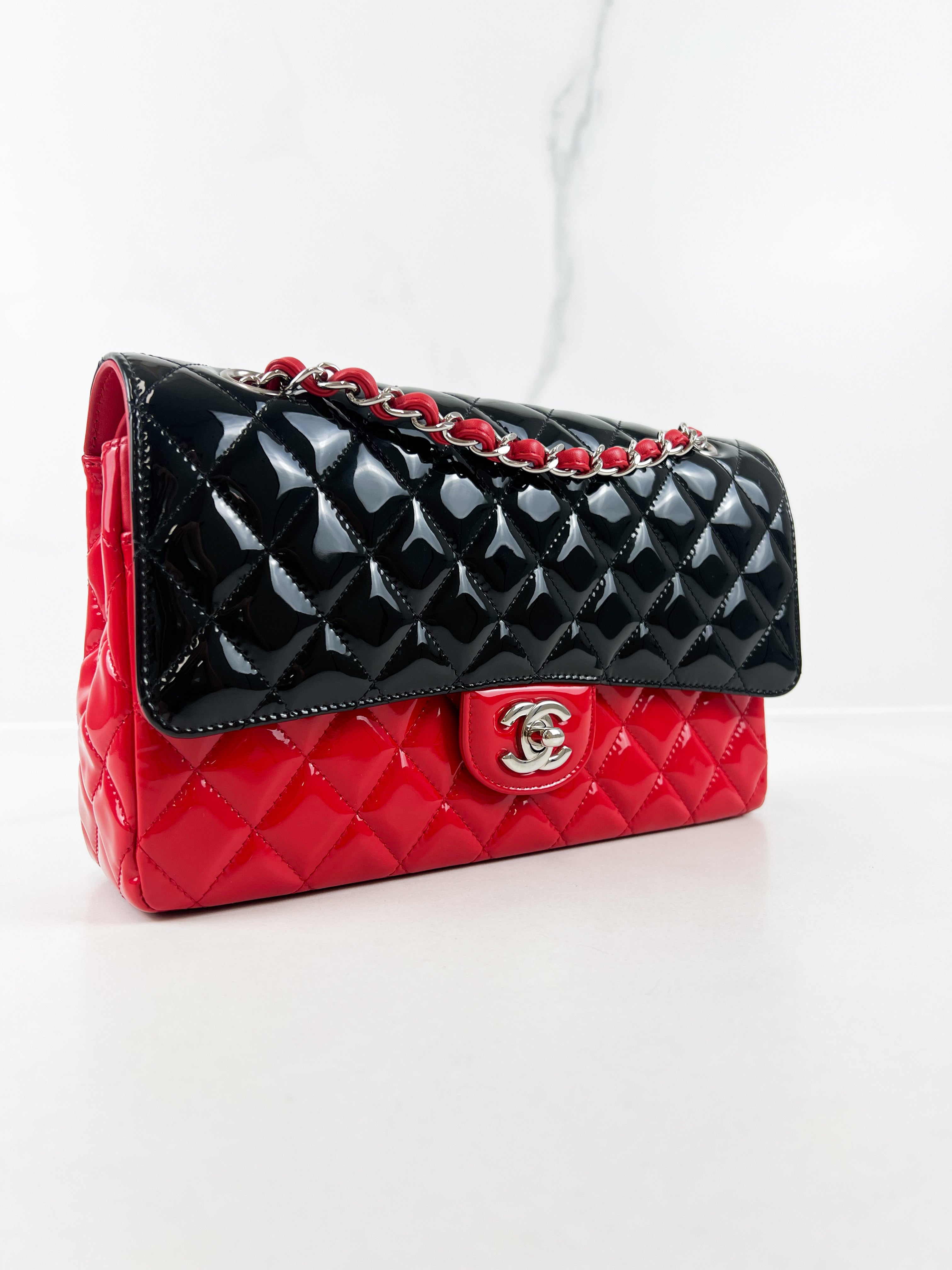 Chanel Small Classic Double Flap Patent Lambskin Shoulder Bag with SHW