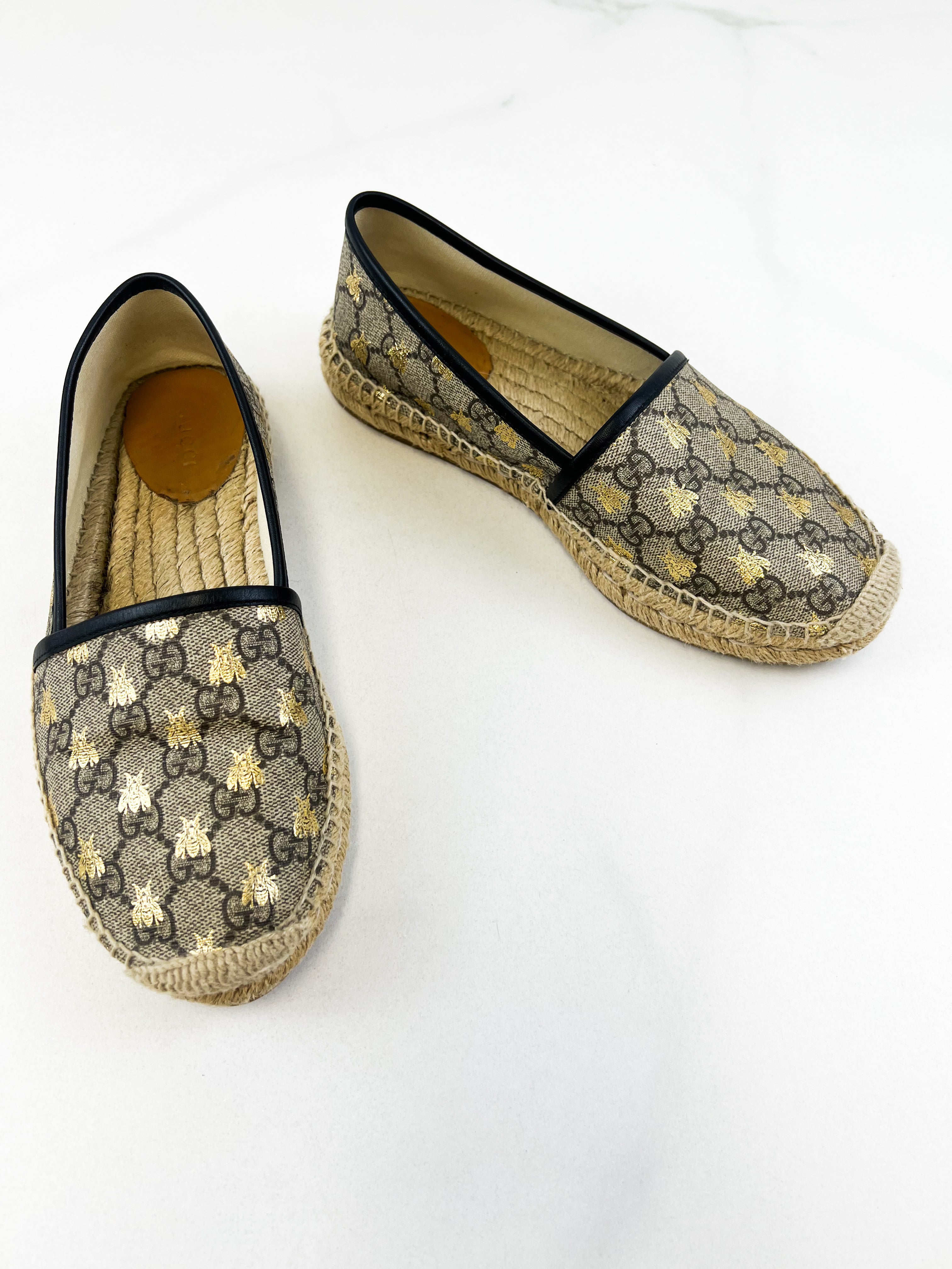 Gucci GG Supreme Canvas Espadrilles Size 38