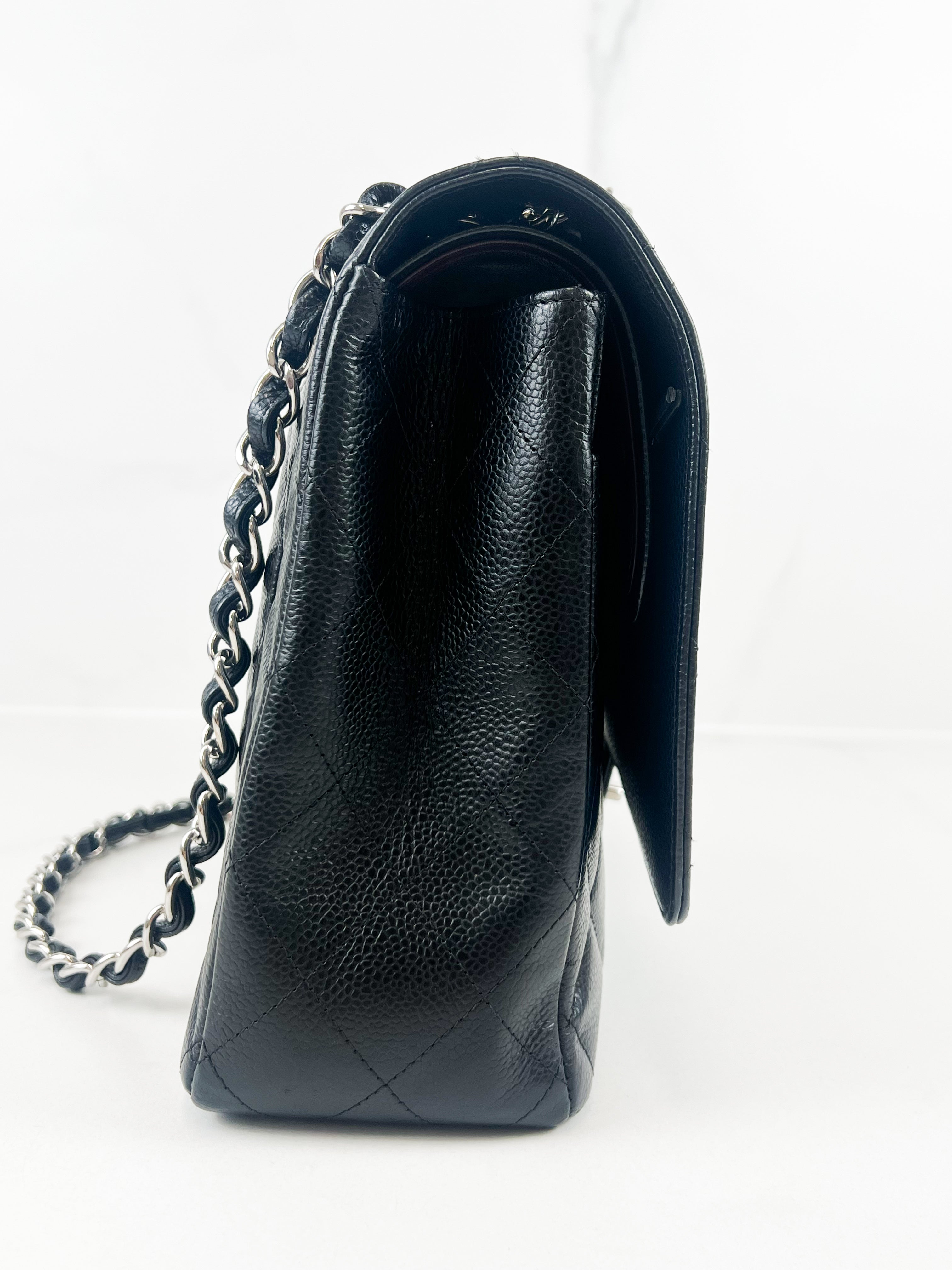 Chanel Jumbo Black Classic Double Flap Caviar Shoulder Bag