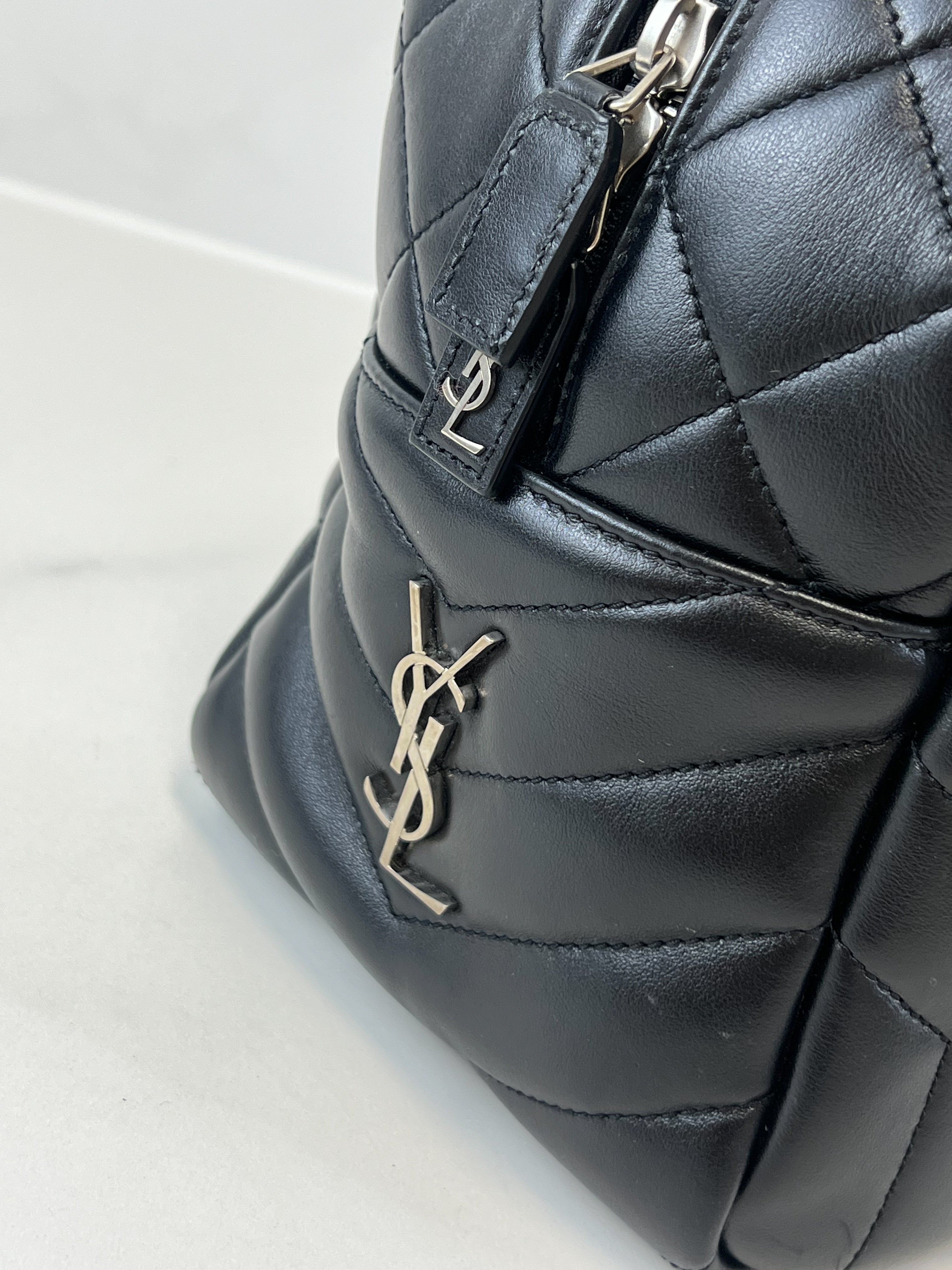 Saint Laurent Black Quilted Lambskin Bowling Bag