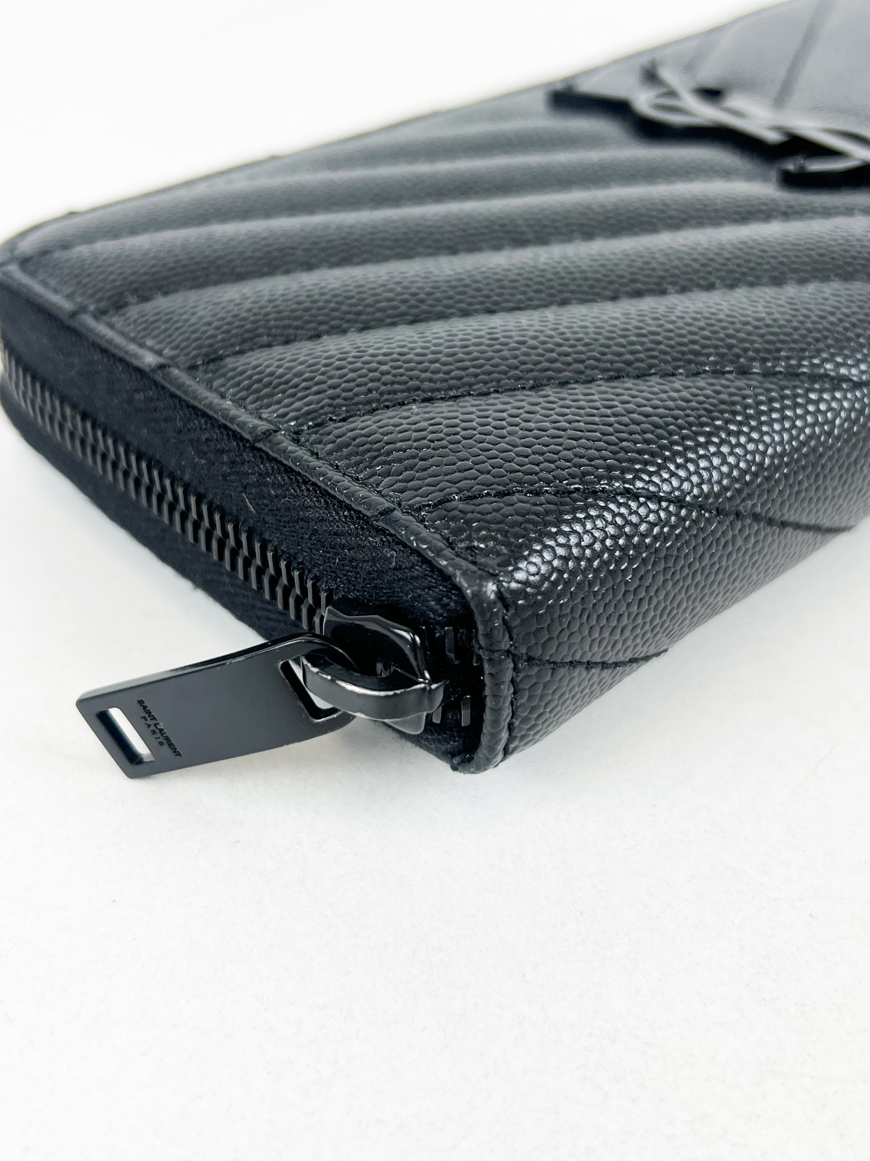 Saint Laurent Monogram Zip Around Wallet in GHW