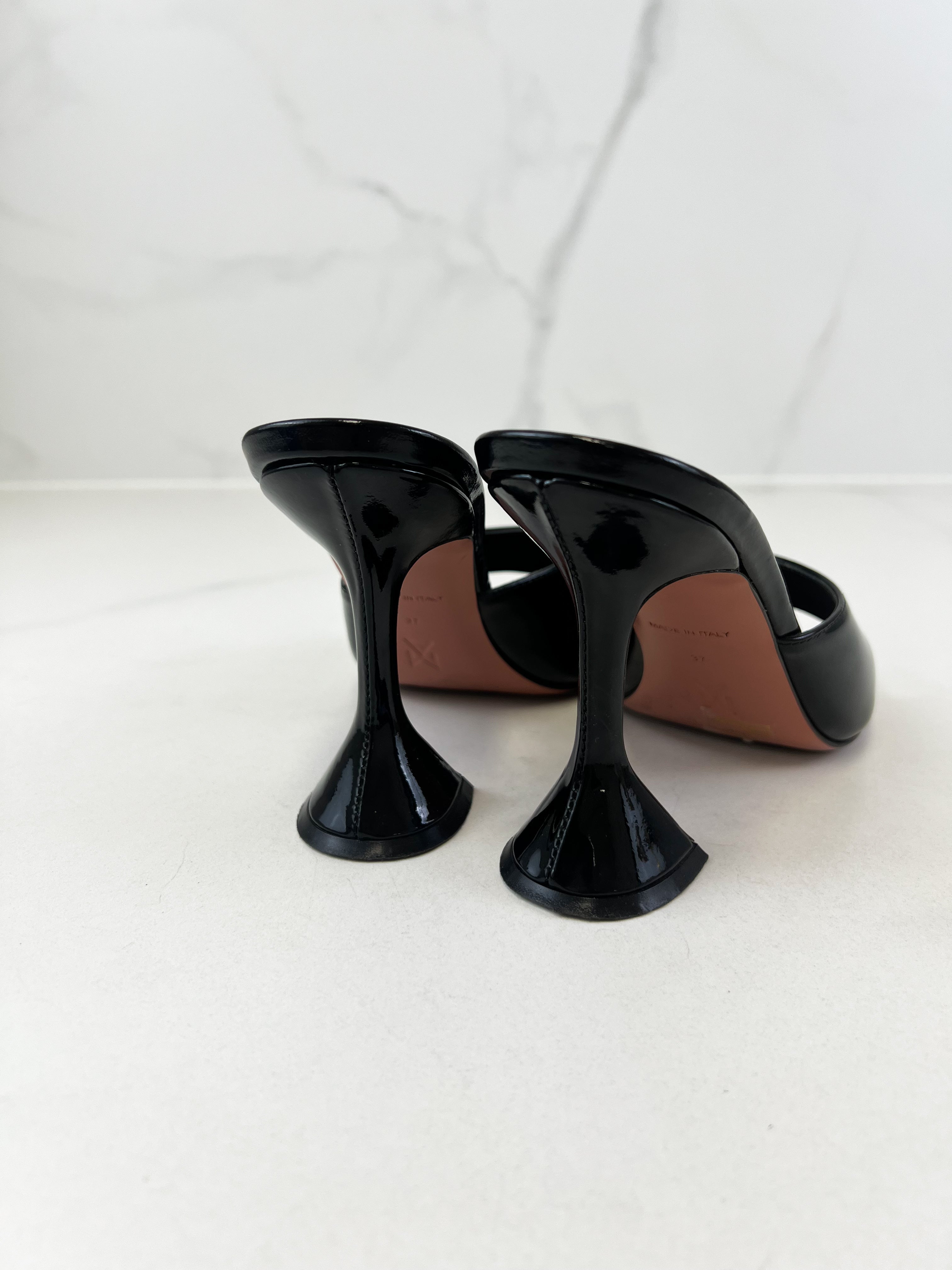Amina Muaddi Lupita Patent Black 95mm Size 37