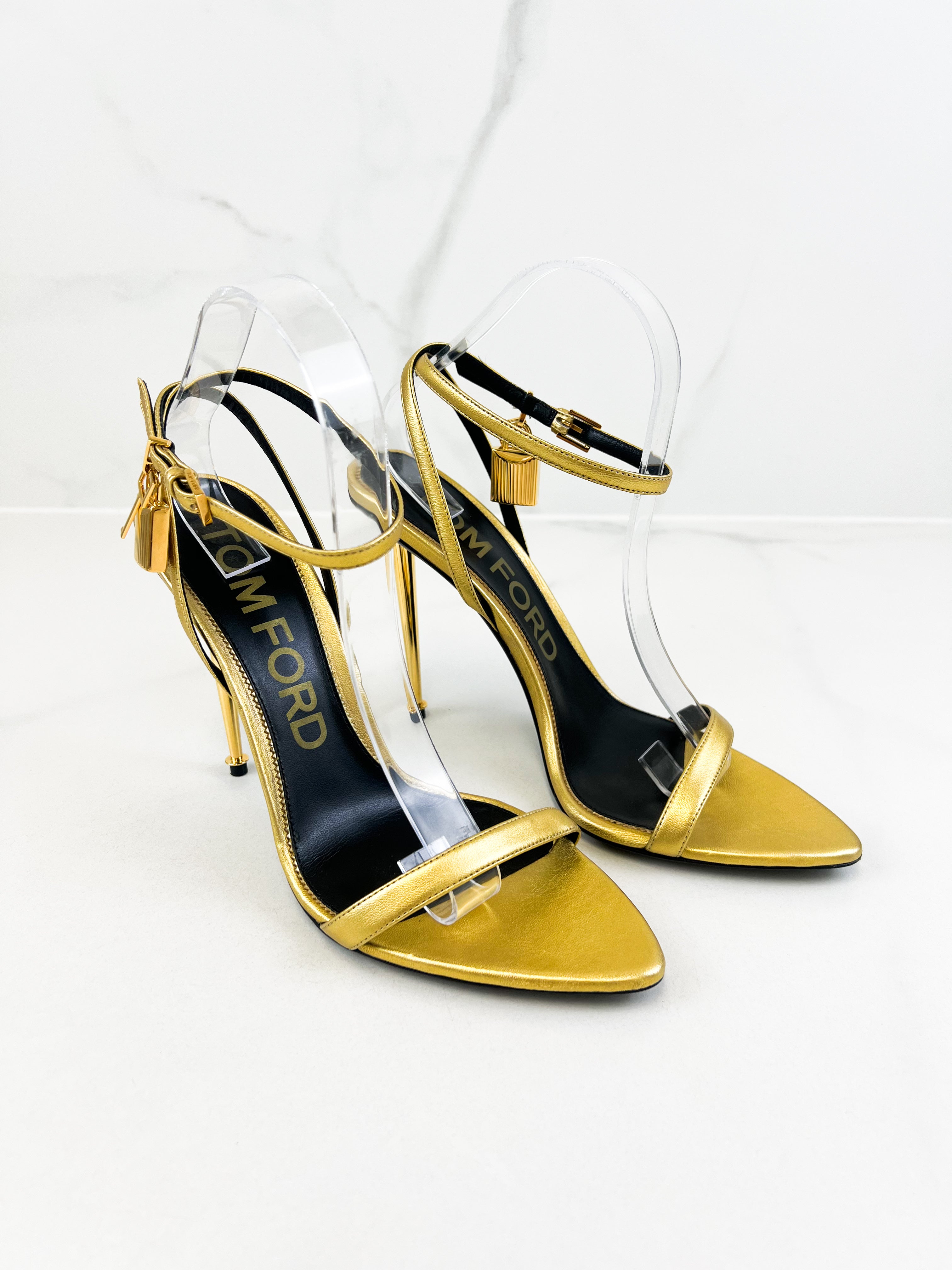 Tom Ford Gold Padlock Sandal Size 41