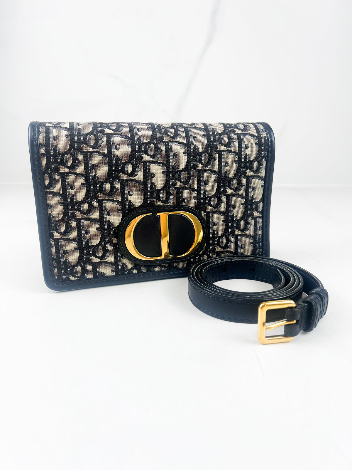 Christian Dior 2-in-1 30 Montaigne Pouch Blue Dior Oblique Jacquard