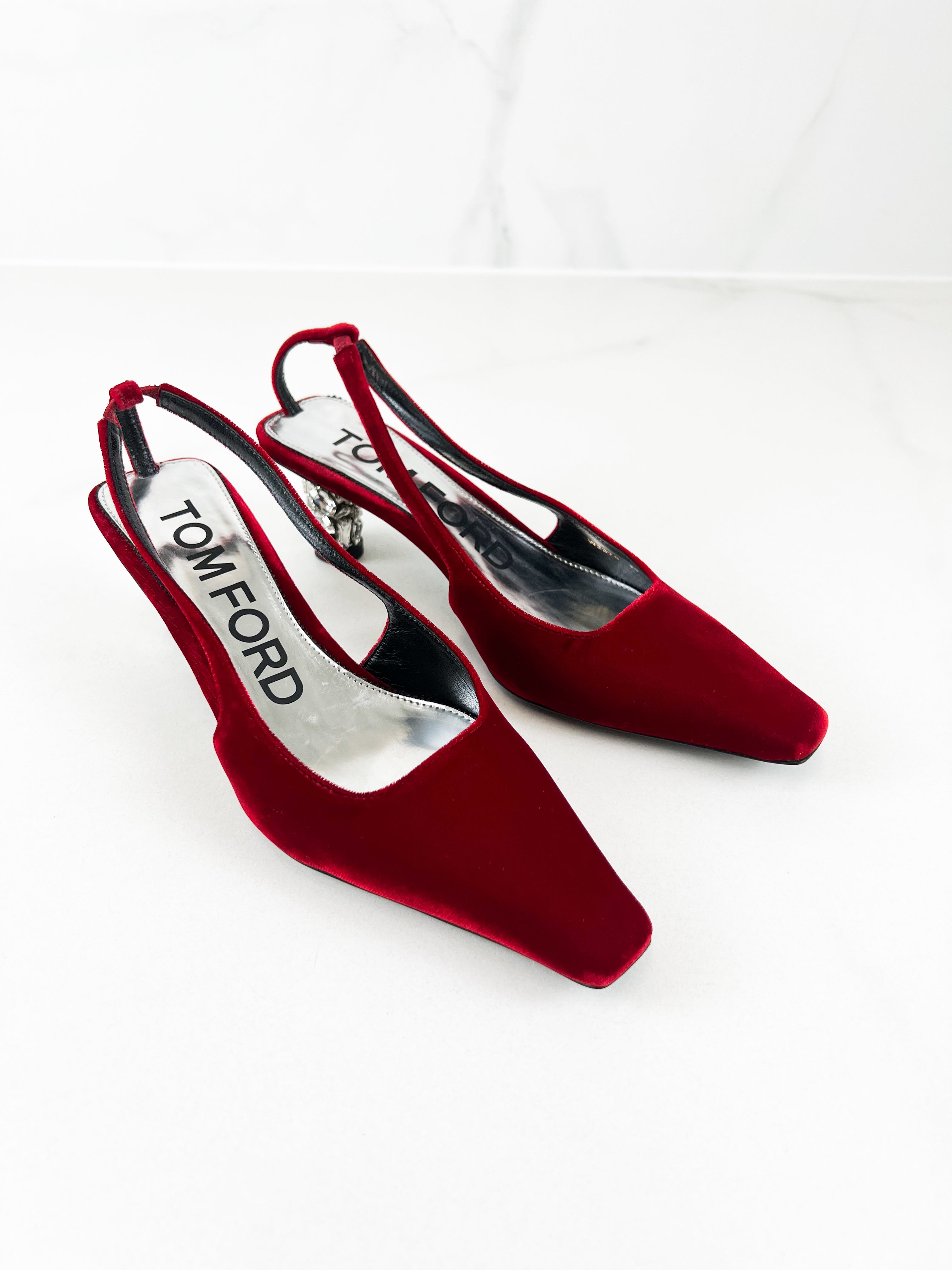 Tom Ford Velvet Crystal Pump Size 35