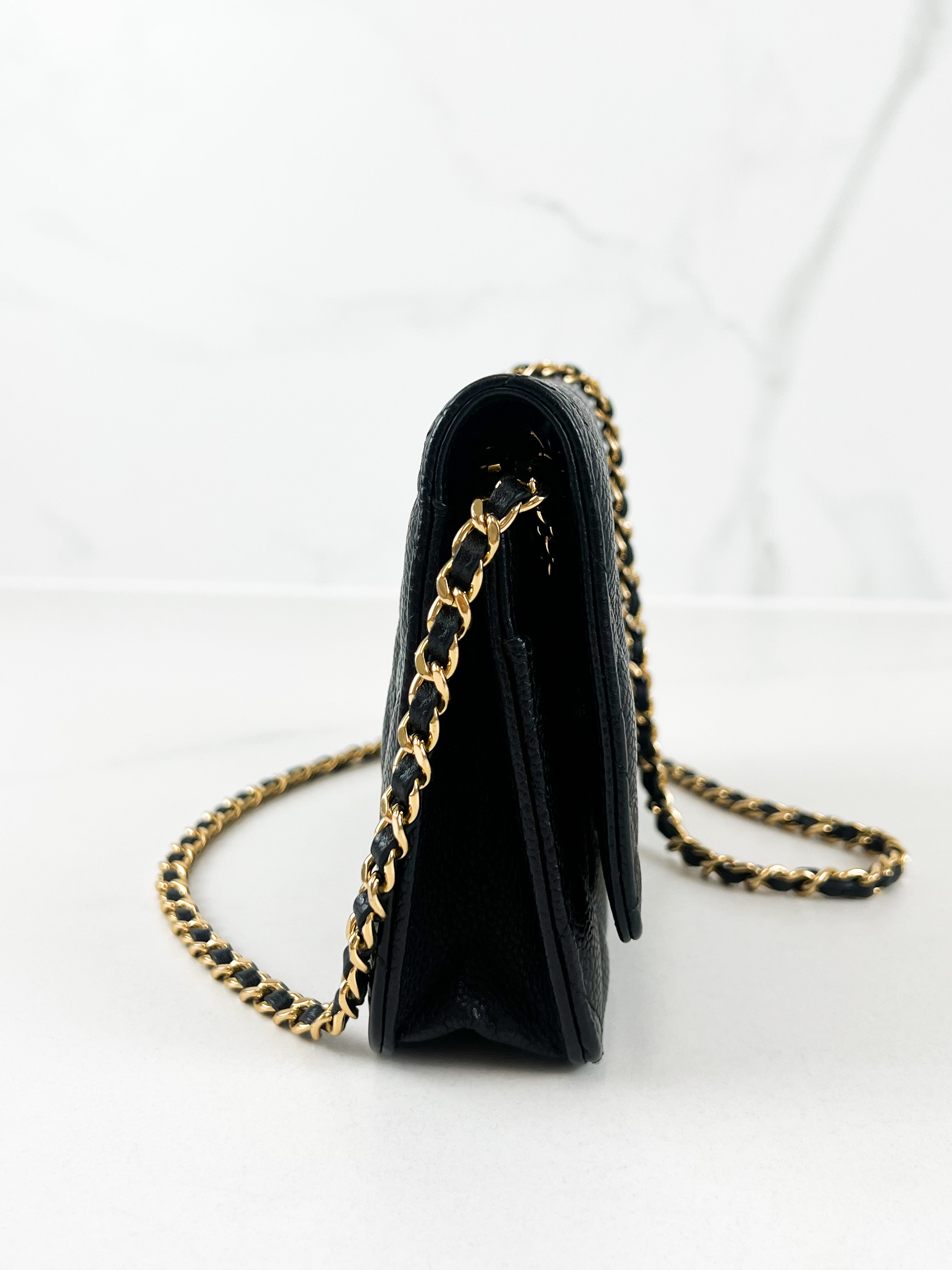Chanel Black Classic Caviar CC WOC with GHW