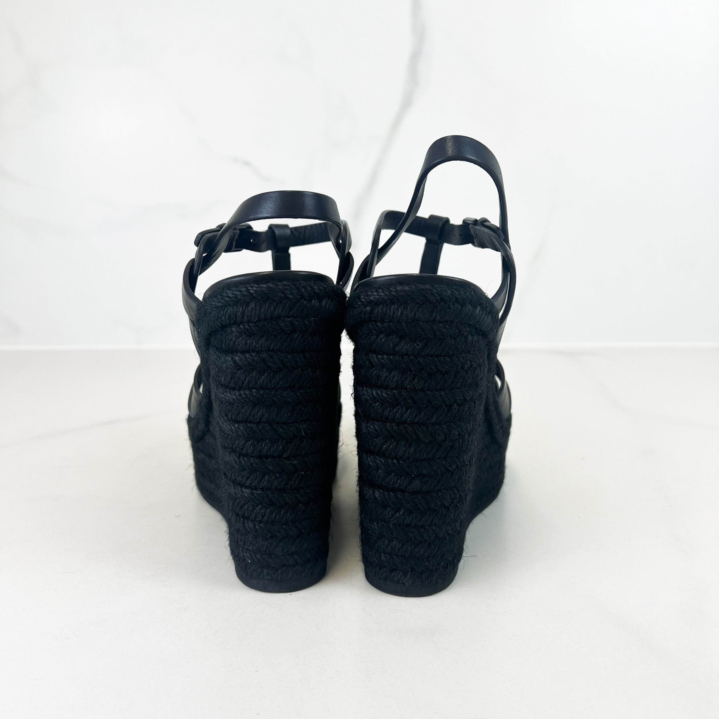 Saint Laurent Black Tribute Wedge 130mm Size 38.5