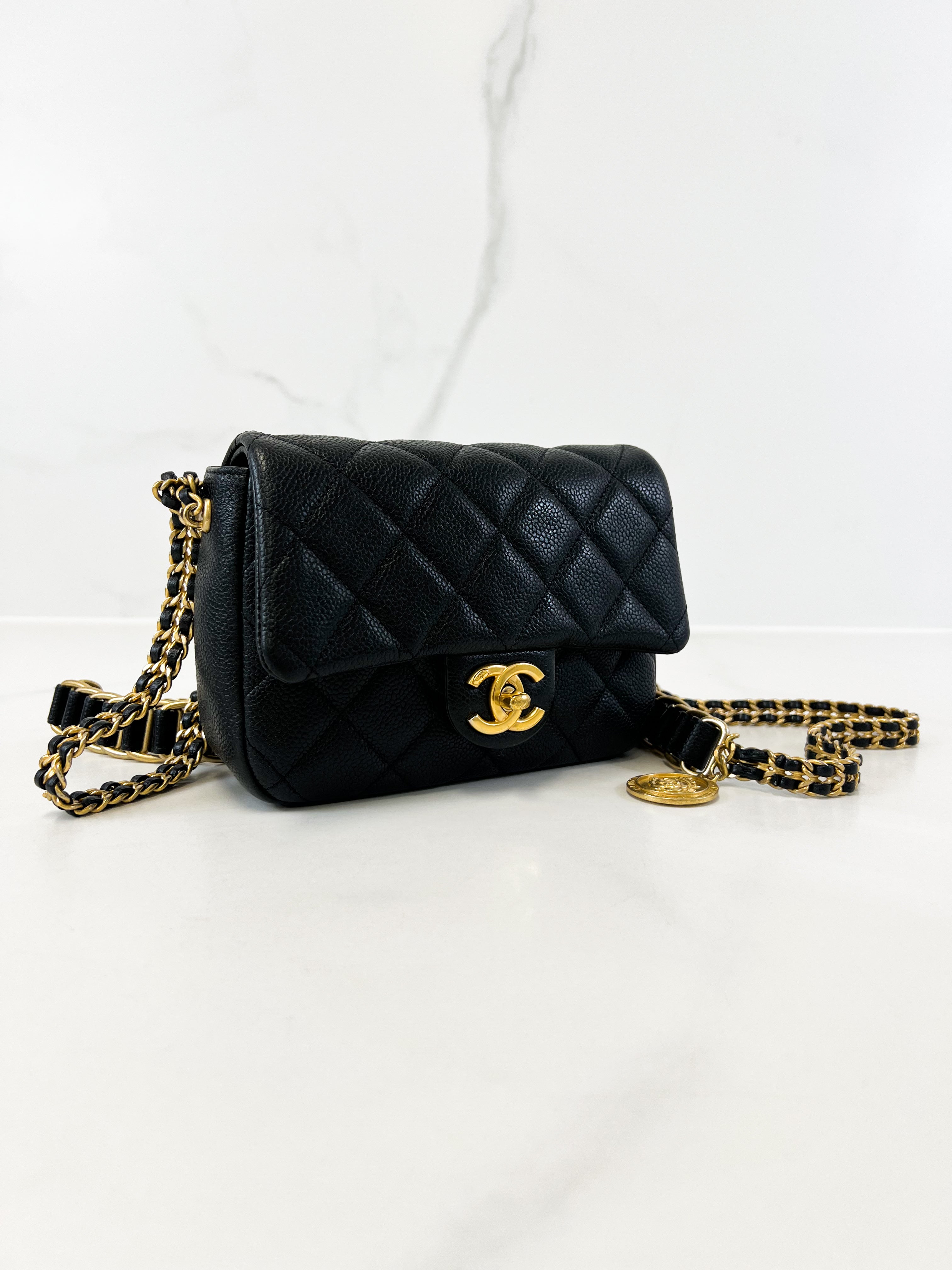 Chanel Black Caviar Limited Edition Mini Square