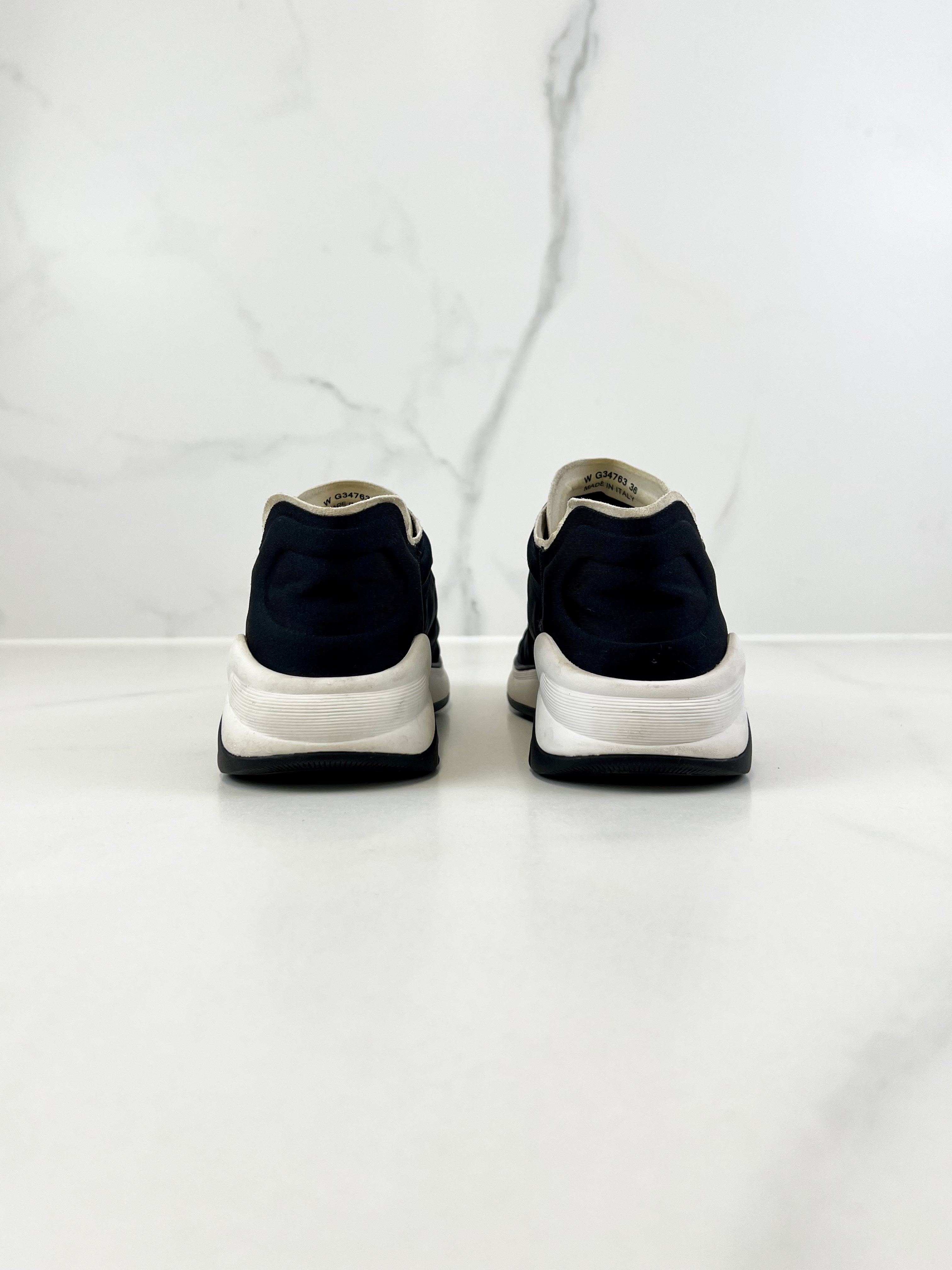 Chanel Black & White Low Top CC Sneaker Size 36