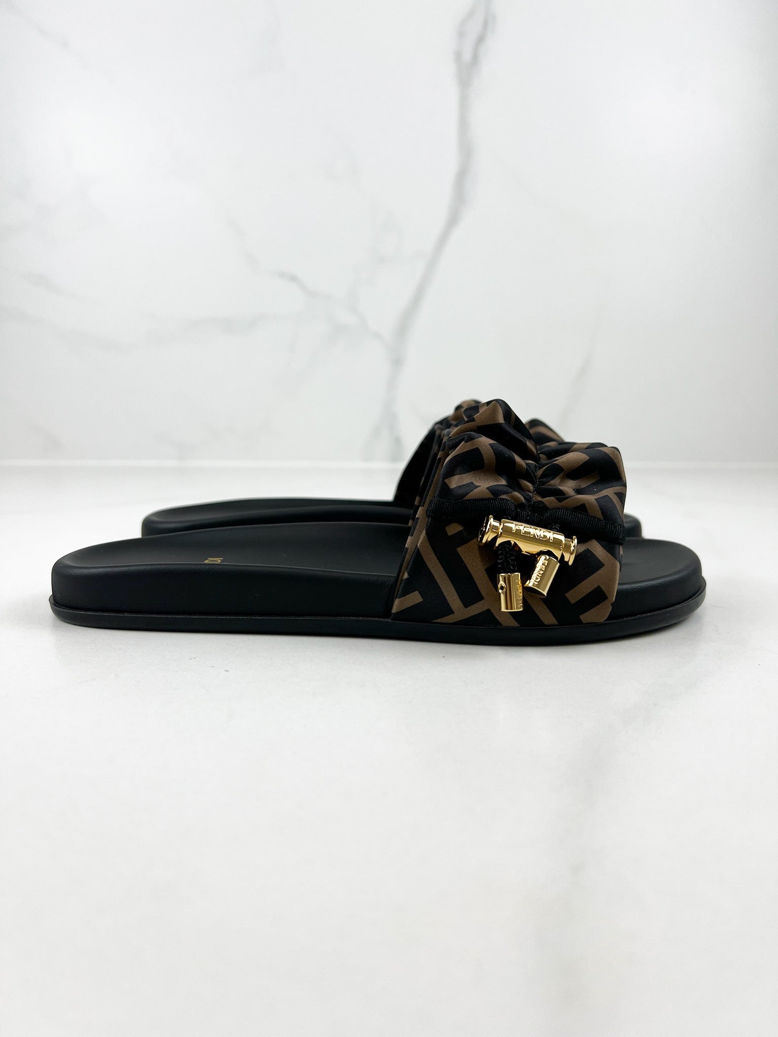 Fendi Vertigo Satin Slides Size 37