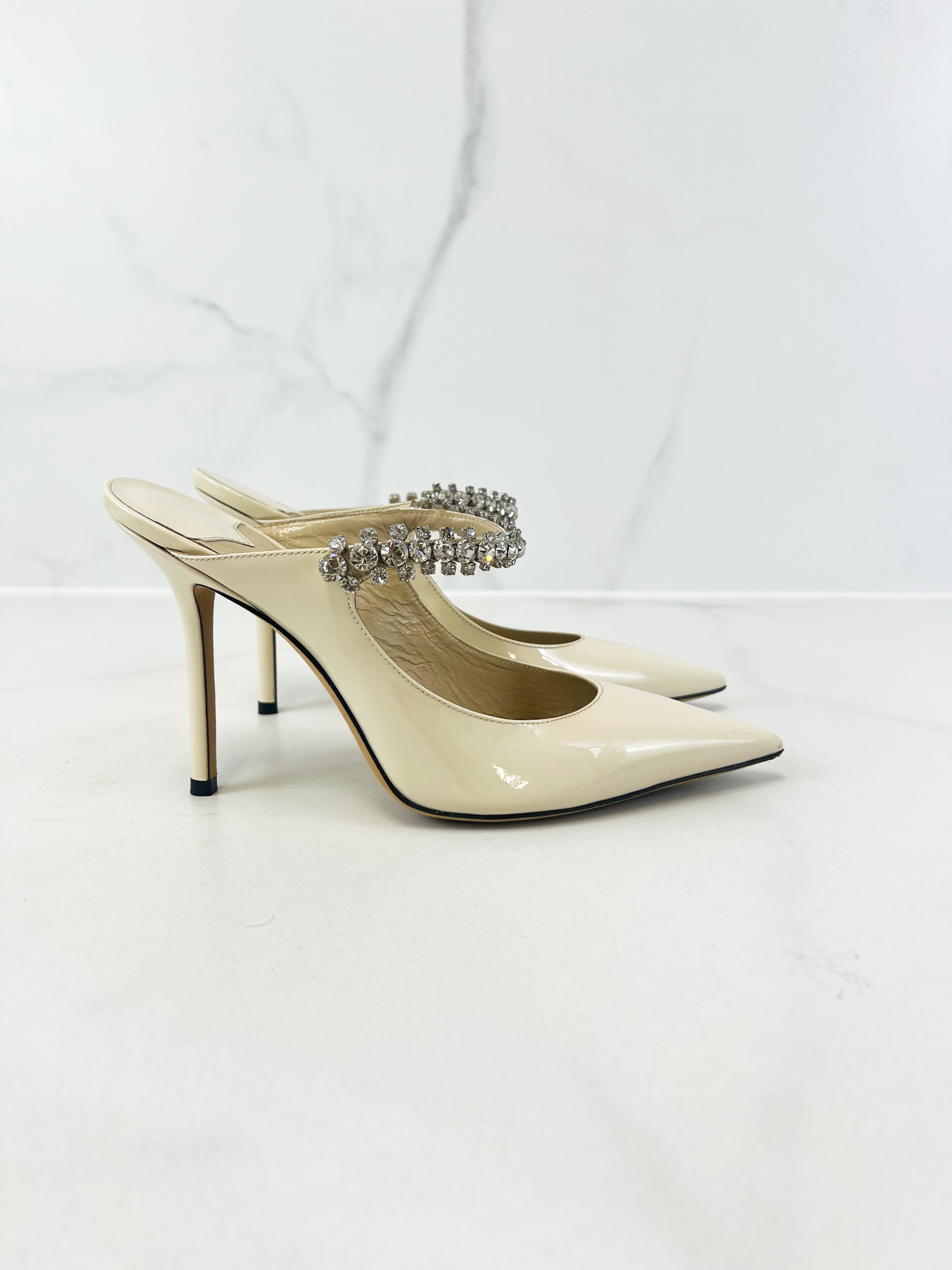 Jimmy Choo Bing 100 Patent Mule in Linen Size 37.5